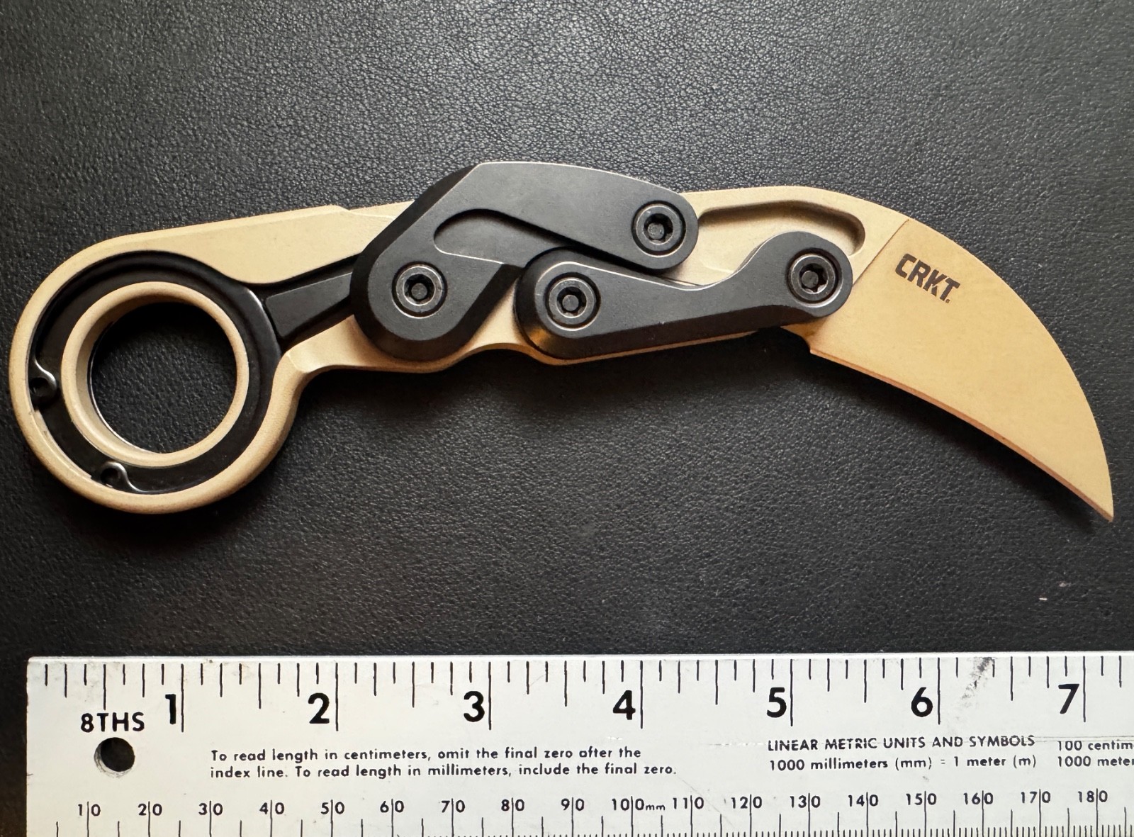 CRKT Provoke D2 hawkbill blade Aluminum Handles w/ Desert Sand Cerakote finish
