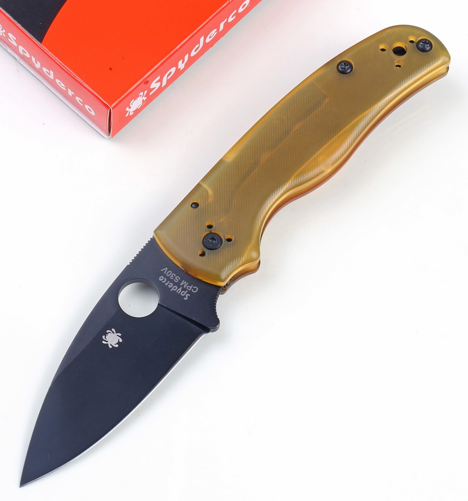 2025 Custom Version Amber PEI Handle Lock Back Pocket Tactical Knife Shaman C229