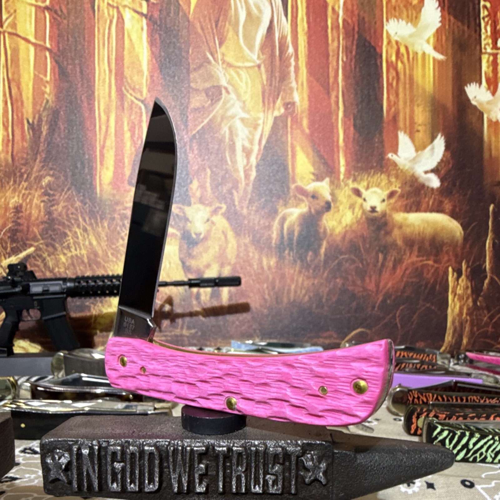 Case XX Woot Custom “Madam Case” Pink Peach Seed Jig Sod Buster Jr