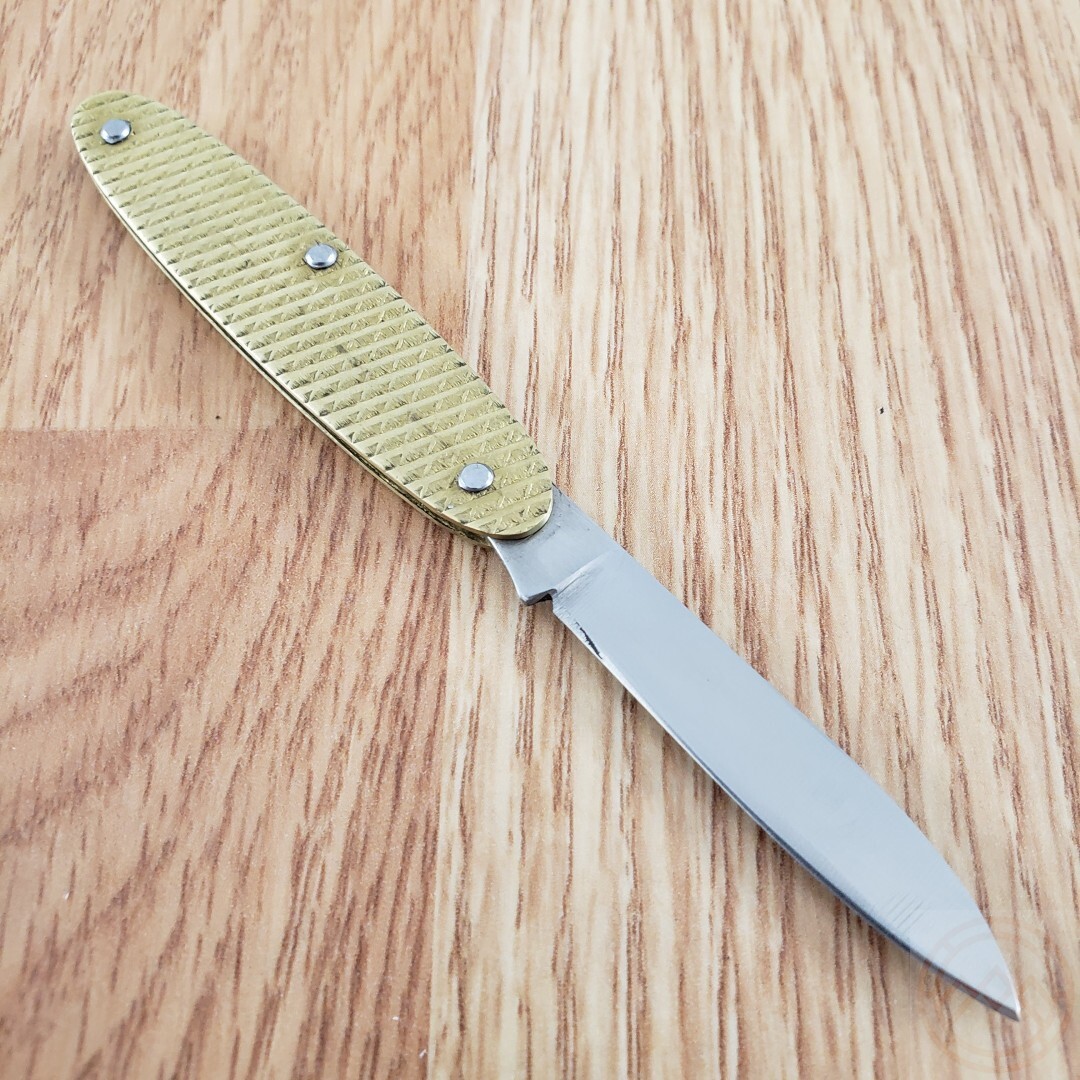 Fraraccio Knives Old School Folding Knife Stainless Steel Blade Brass Handle