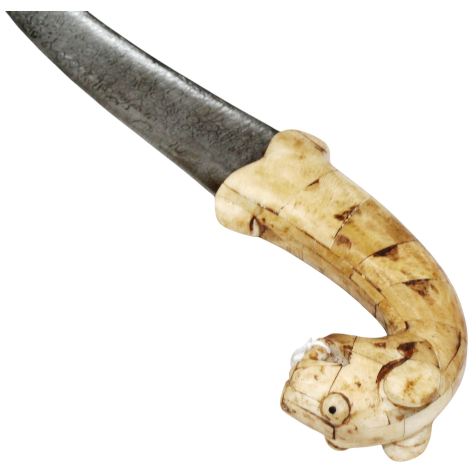 Tiger Dagger Knife Damascus Steel Blade Natural Chip Handle Handmade k898