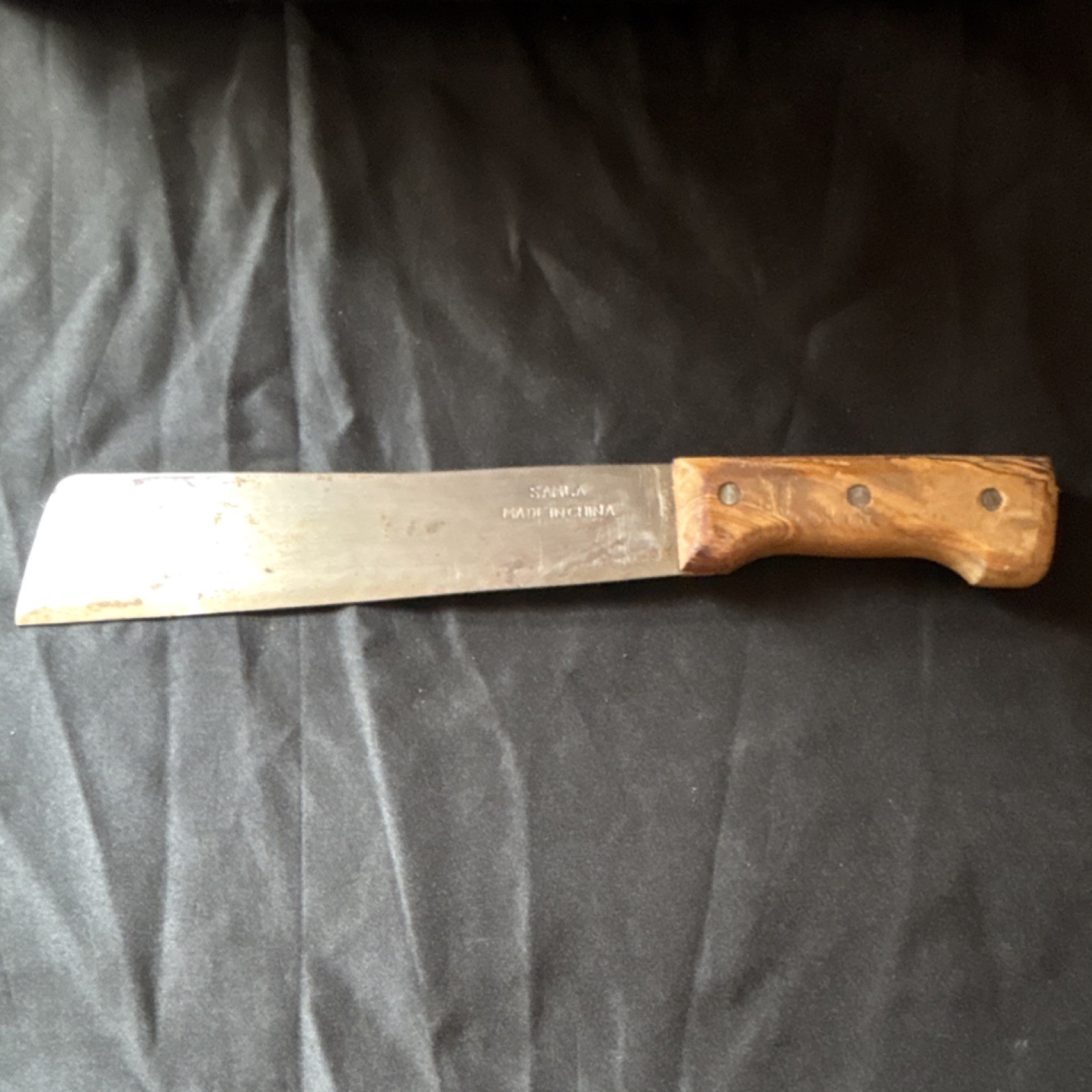 Samla Vintage Bowie Knife Wood Handle Steel Blade Over 5in Straight Back