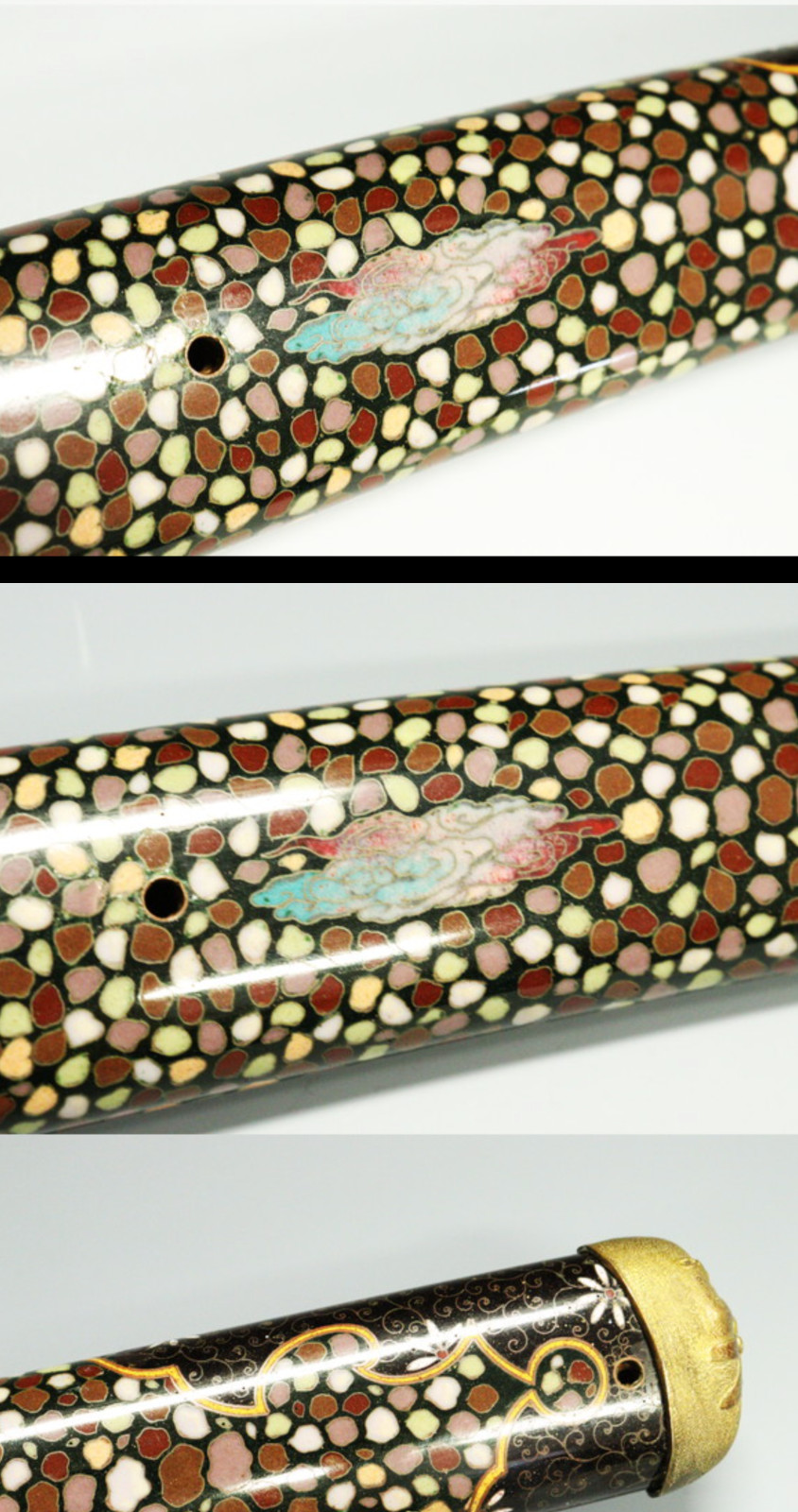 Museum Samurai Tachi Koshirae Gold Maki-e Pearl Inlay For 13mm Thick Sword Mount