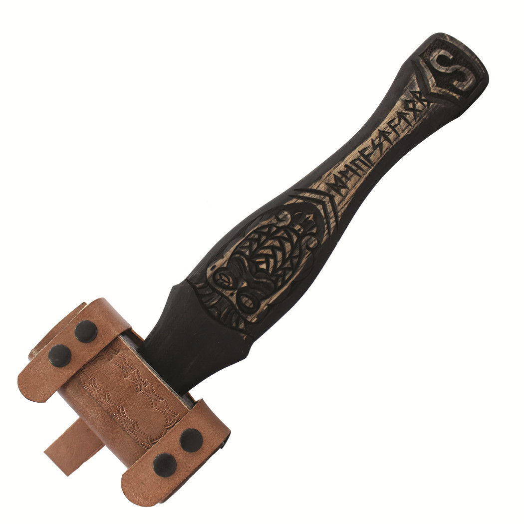 TheBoneEdge 15″ Handmade Viking Forging Decorative Hammer Engraved Wood Handle