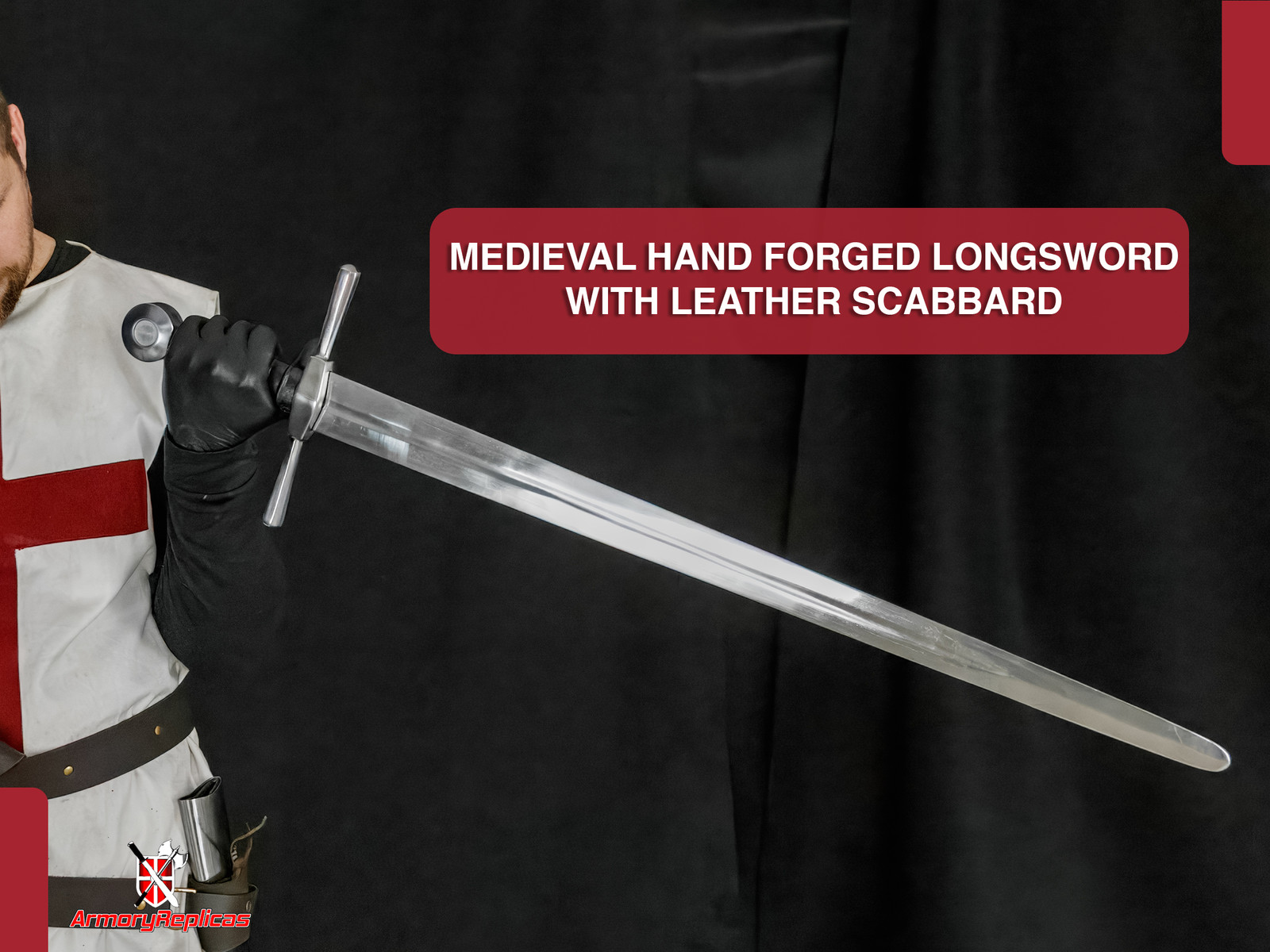 Hand Forged Arming Sword 36.75″ Full Tang EN45 Carbon Steel Reenactment Scabbard