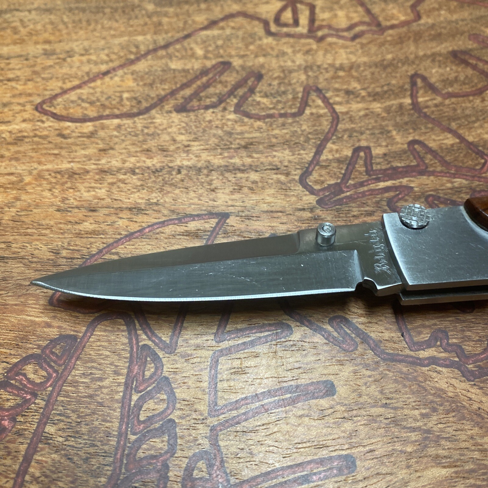 Vintage/Rare Rigid Knife RG-5 Top Lock – Wood Scales Folding Pocket Knife- Japan