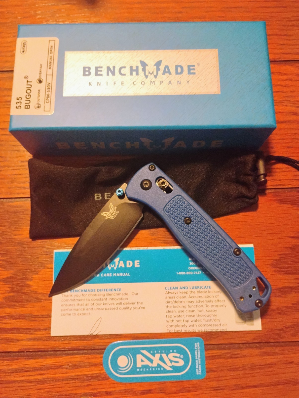 Benchmake Bugout 535 Blue Handle S90V Black Blade ships from USA