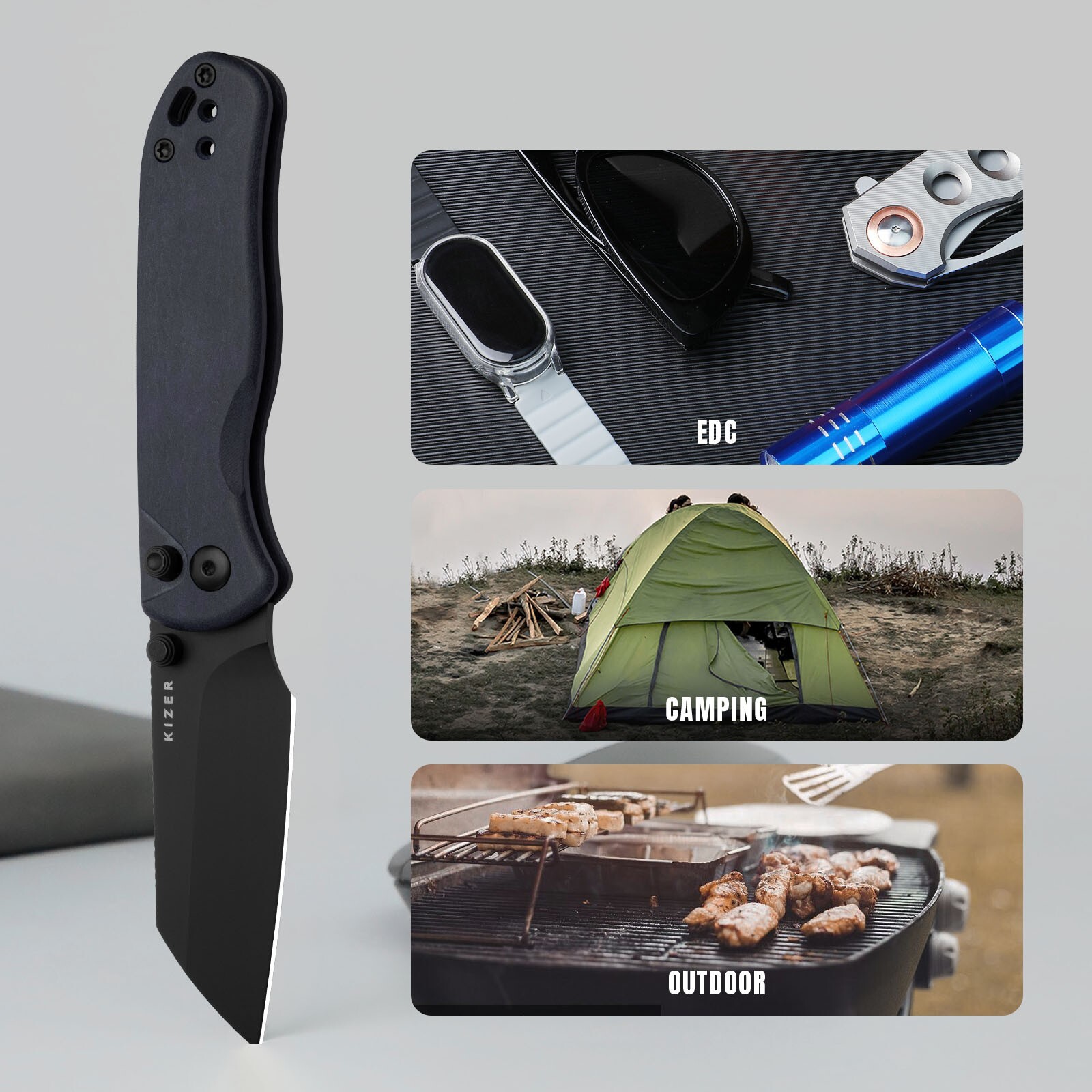Kizer Drop Bear 2 Folding Pocket Knife Nitro-V Blade Richlite Handle V3619.2CS1