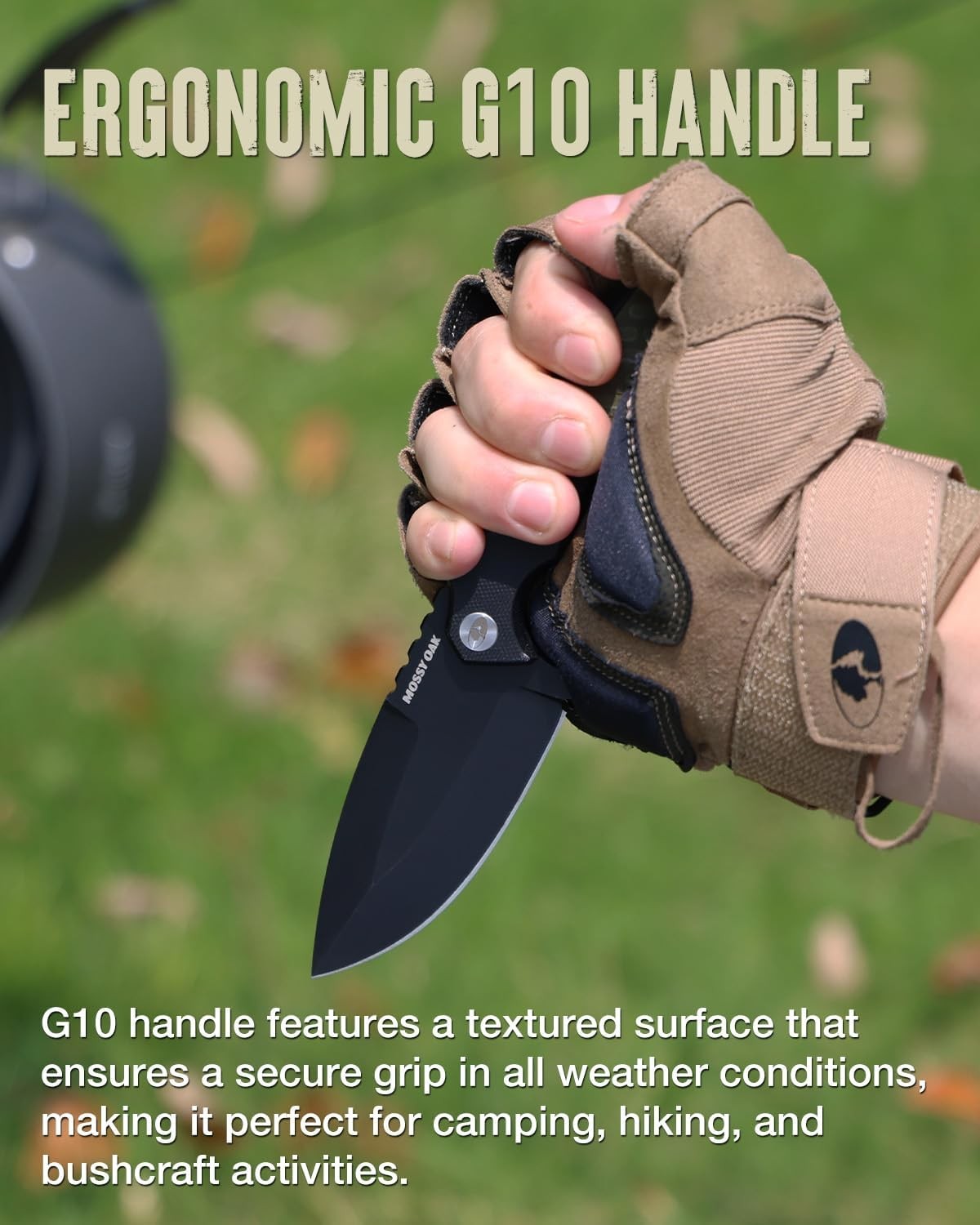 MOSSY OAK 8 Inch Fixed Blade Full Tang Survival Knife D2 Steel with Kydex Sheath