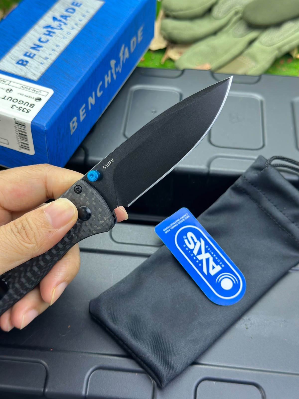 Benchmade Bugout 535-3 S90V Black Blade Carbon Fiber AXIS Knife New