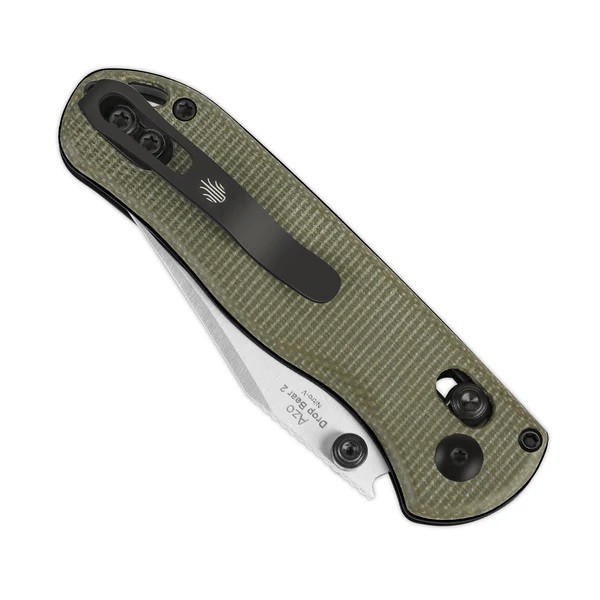 Kizer Drop Bear 2 Folding Knife Green Micarta Handle Nitro-V Clip Pt V3619.2KC1