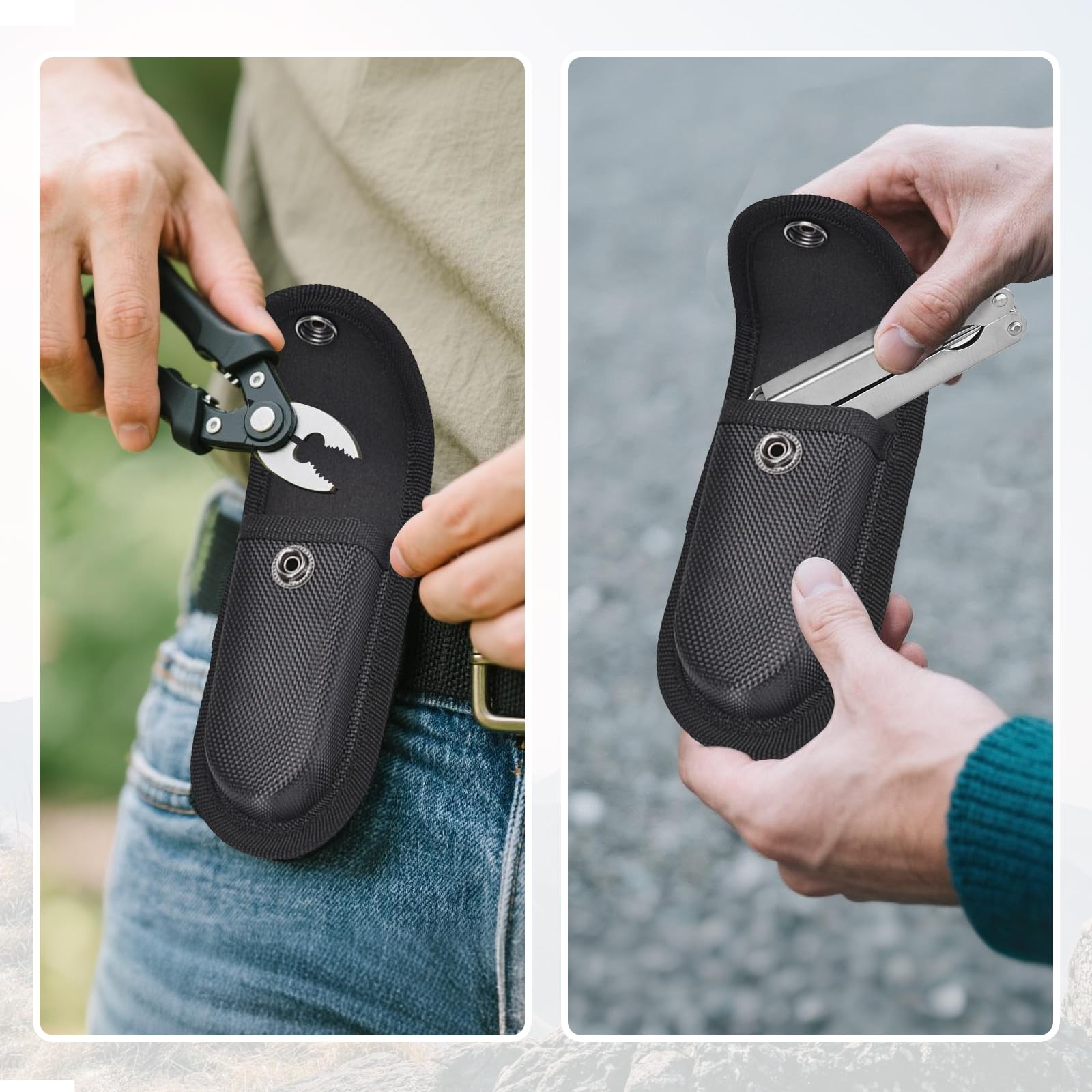 Nylon Pocket Knife Sheath, 5″-5.5″ Portable Knife Holder for Belt, Horizontal/Ve