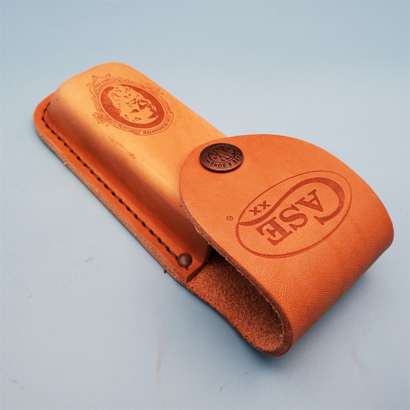 Case XX Pocket Knife Sheath Brown Leather Folding Blade Hunter Case 6″ FS