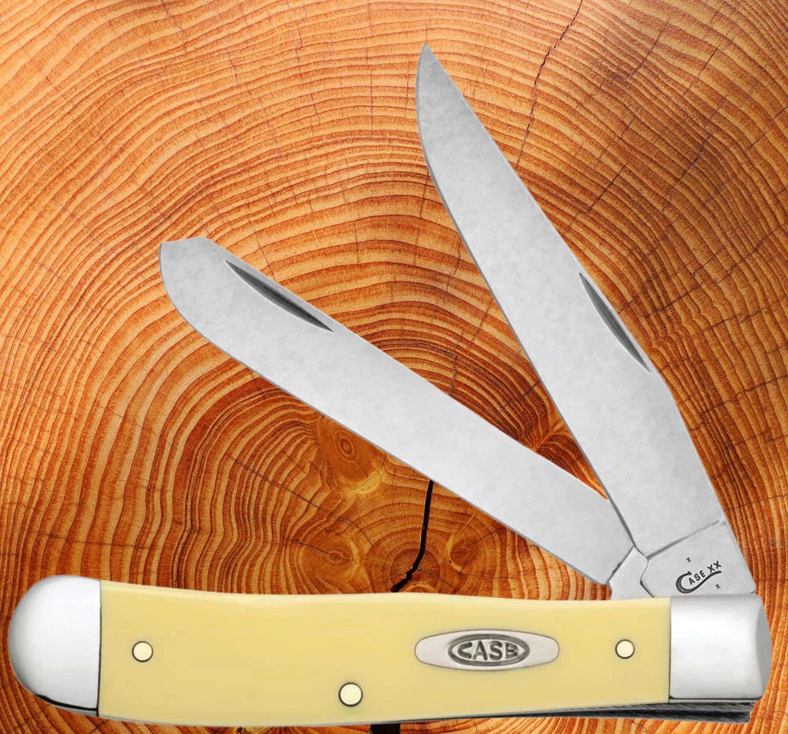 CASE XX 30114 TRAPPER KNIFE WITH POCKET CLIP YELLOW SYNTHETIC 1095 CARBON STEEL