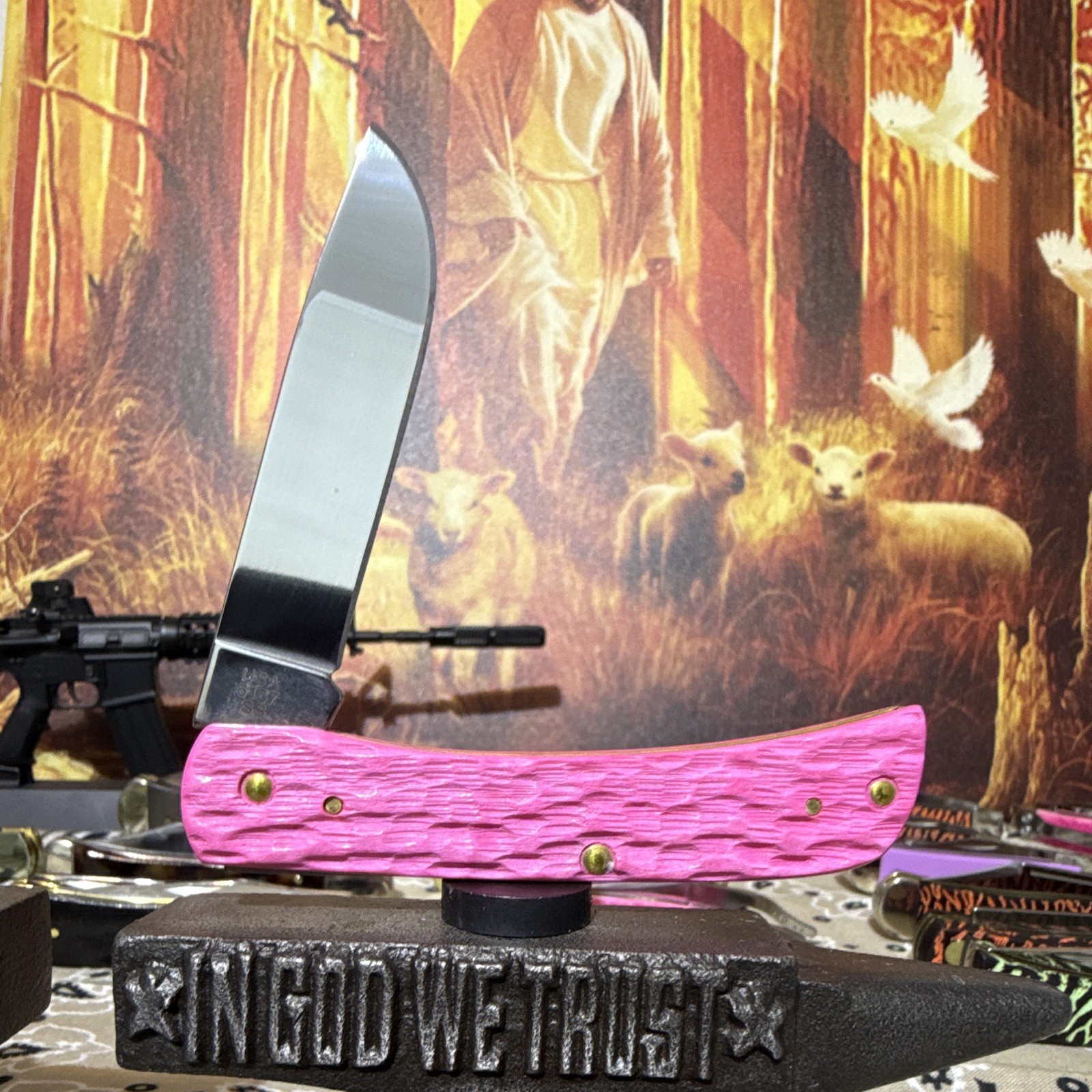 Case XX Woot Custom “Madam Case” Pink Peach Seed Jig Sod Buster Jr