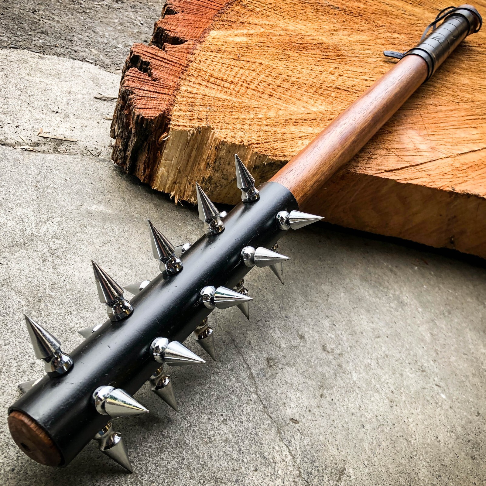Medieval 30″ Mace Wicked Spiked Wood Club SOLID Middle Ages Bat Knight LARP