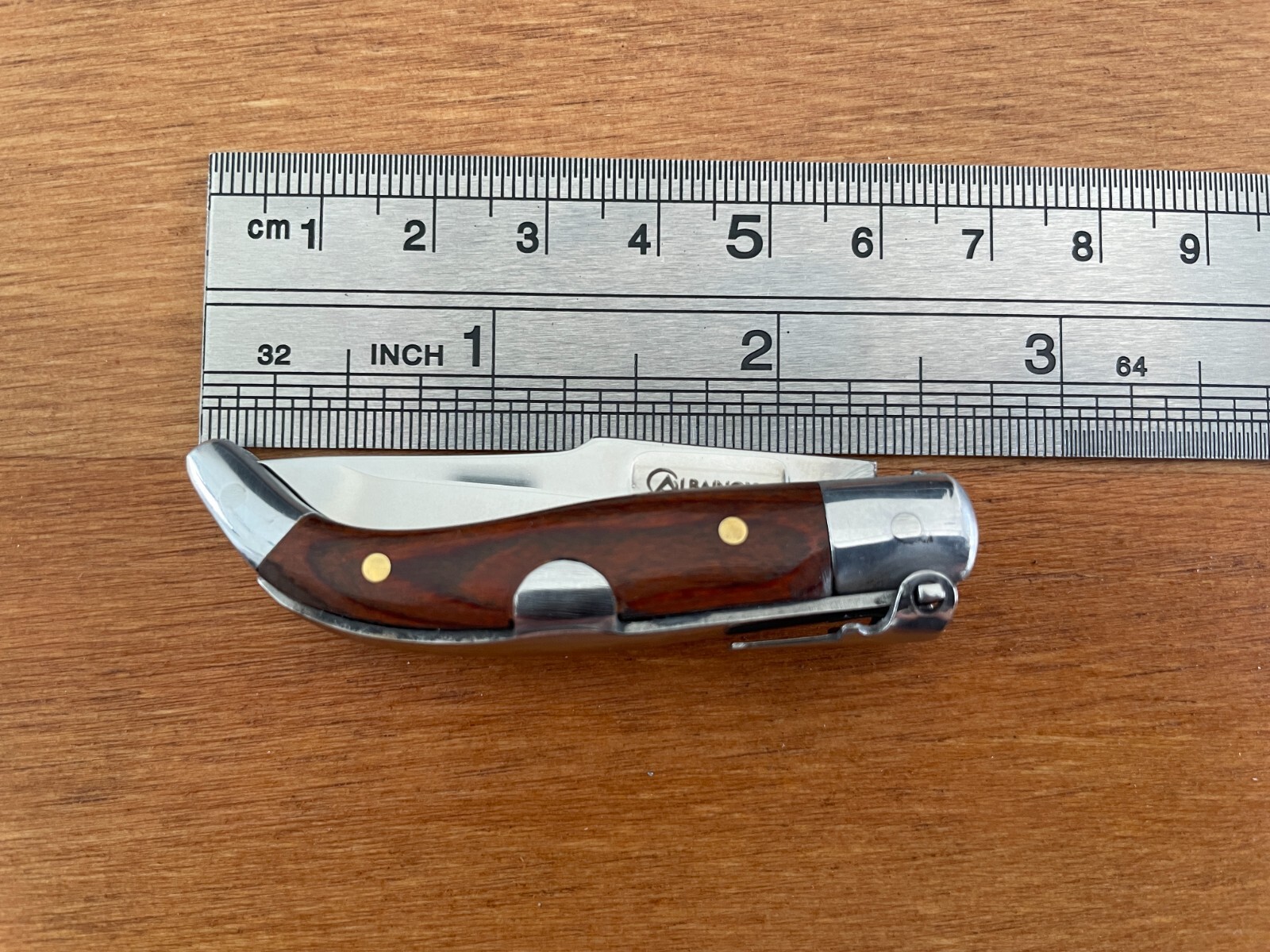 2” Spanish Navaja Teja Albacete Pocket Knife Red Stamina Wood Scales – US Seller