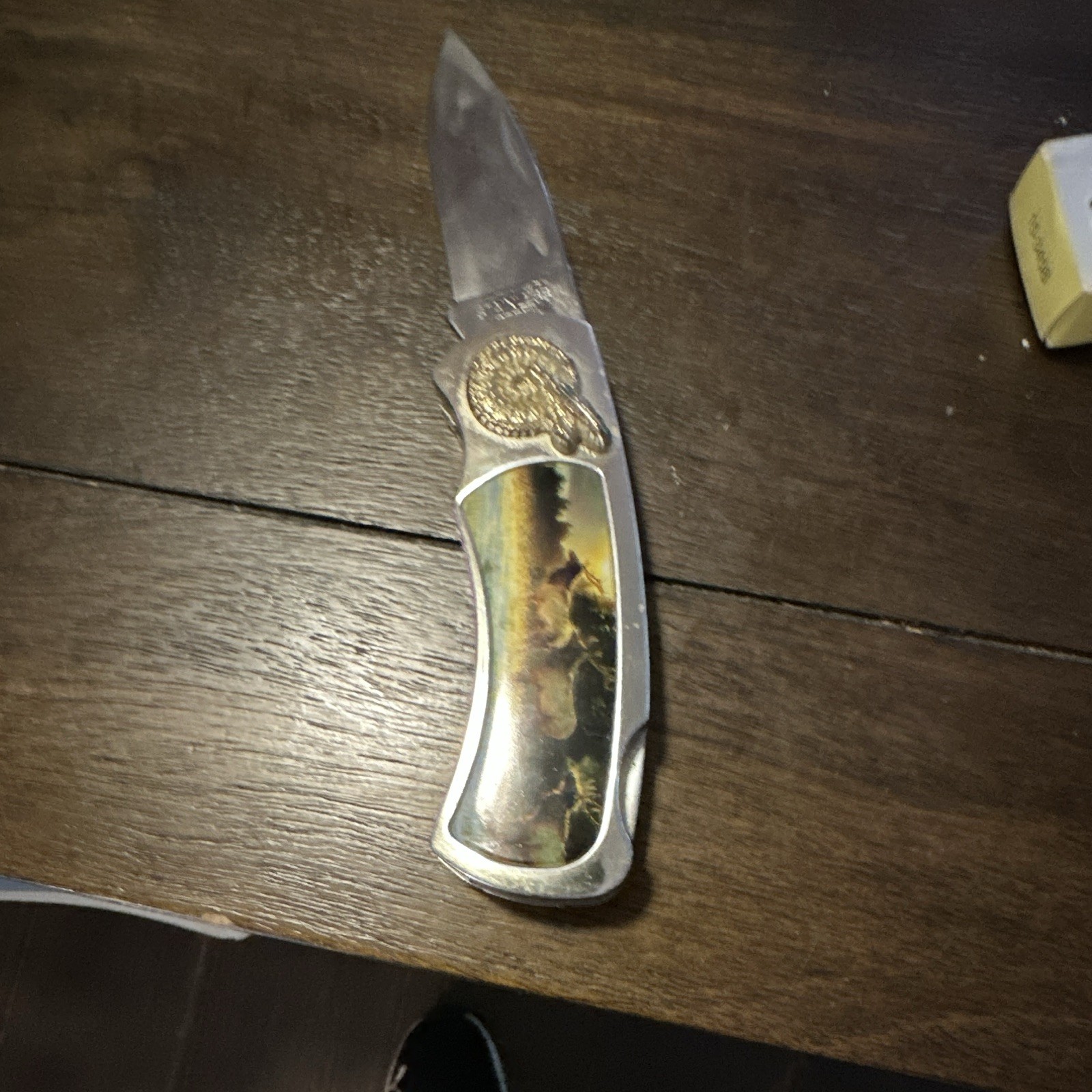 Elk Scene Stainless Steel Lockback Folding Pocketknife Drop Point Under 2.75in