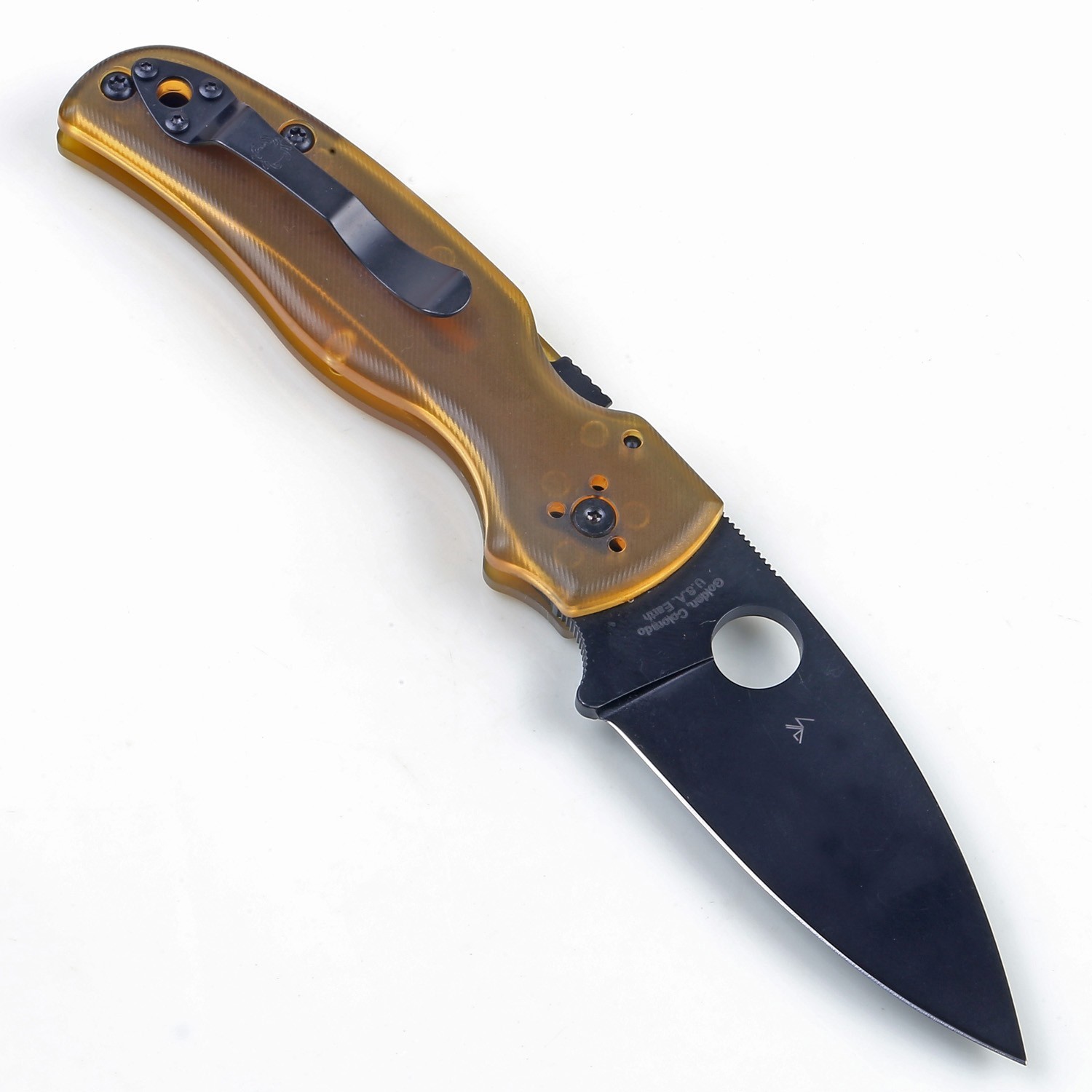 2025 Custom Version Amber PEI Handle Lock Back Pocket Tactical Knife Shaman C229