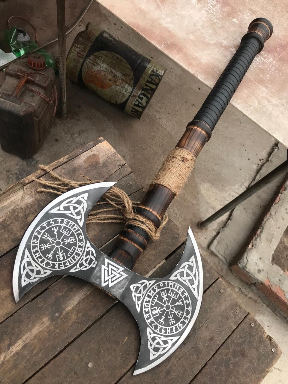 Handmade Double Headed Axe, Carbon Steel Axe, Medieval Warrior, Viking Axe