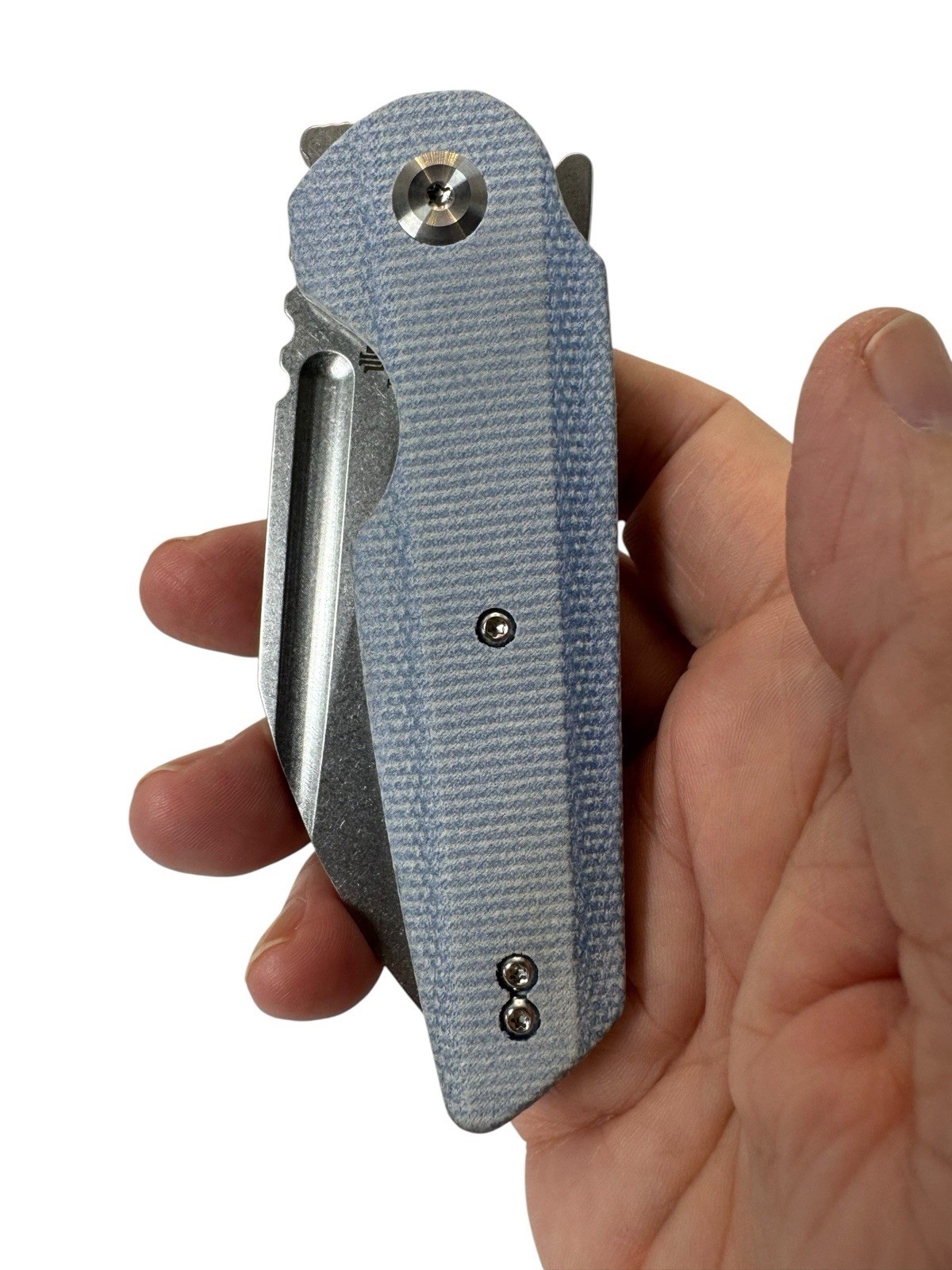 Tenable Rafe L Folding Knife Blue Micarta Handle Stonewashed SS Blade New