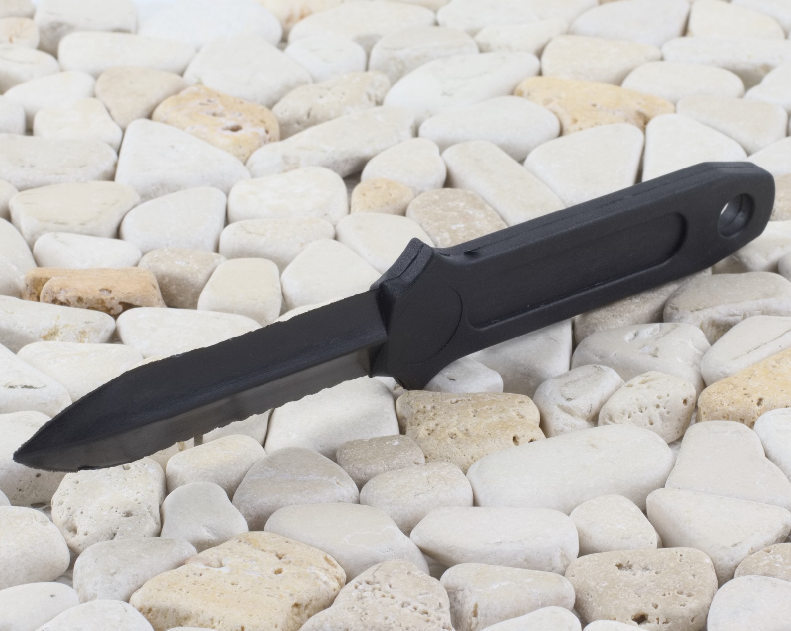 CIA Sticker Fixed Blade Knife Non Metal One Piece Construction Black Sheath