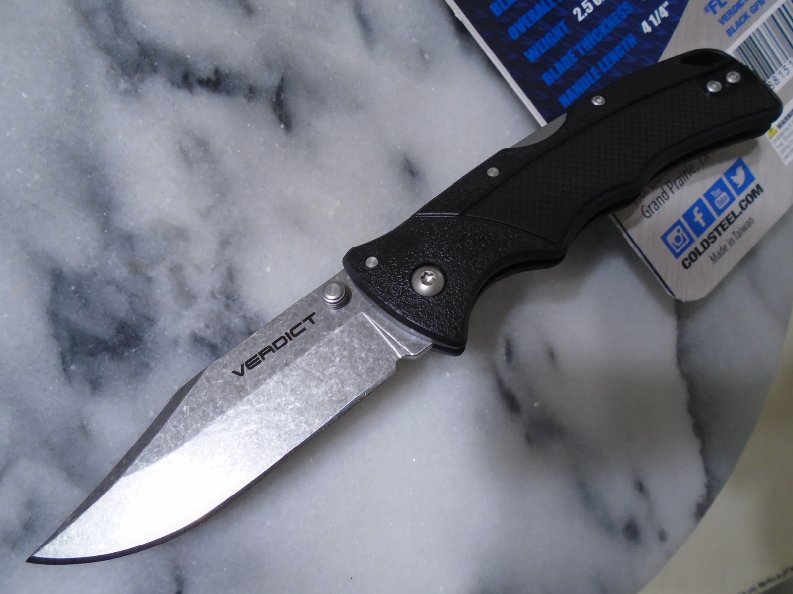 Cold Steel Verdict Clip Point Pocket Knife TRI-AD Lock 4116 Steel Folder C3CPSSZ