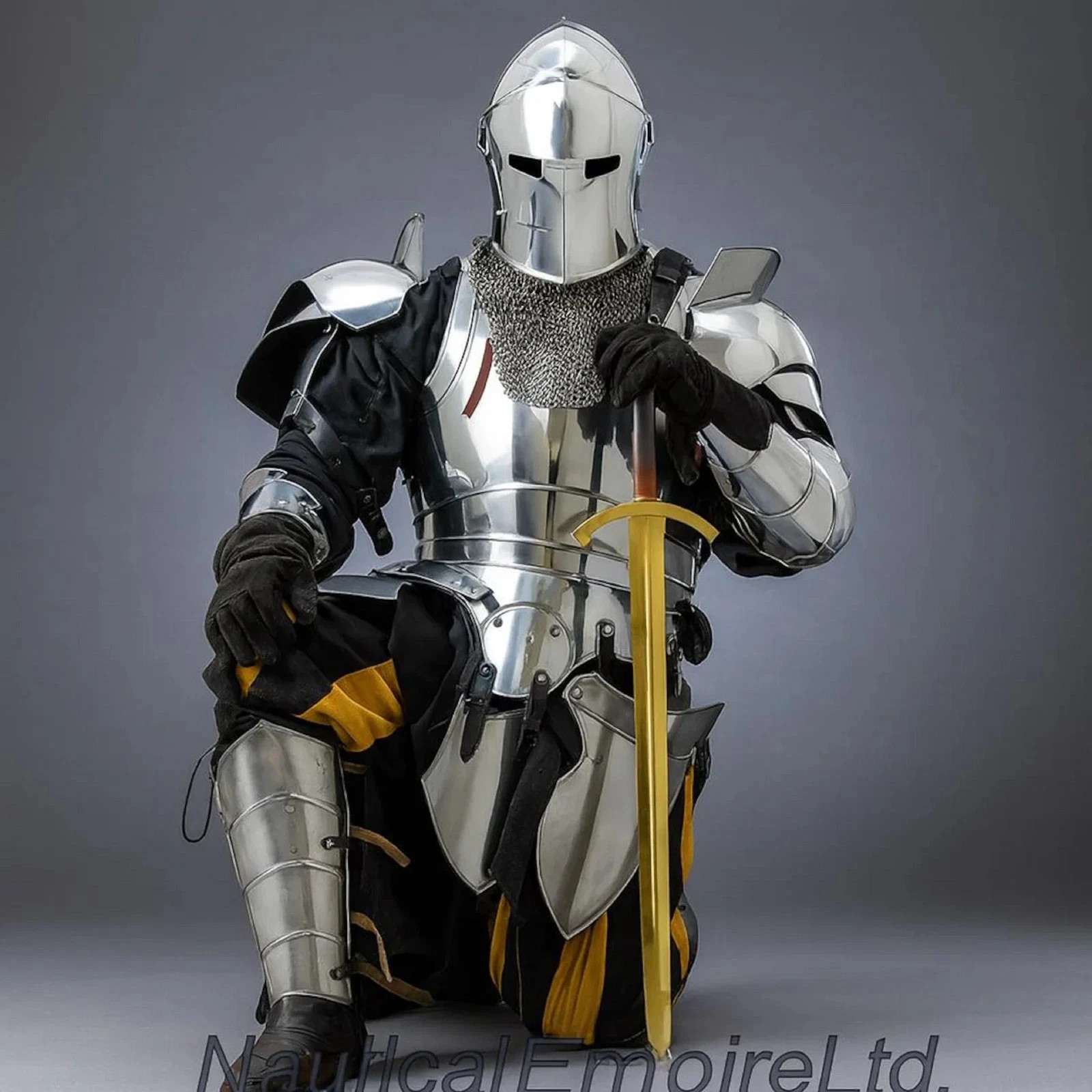 Barbuta Knight Armor Full Set 18 Gauge Steel Medieval Cosplay Reenactment Suit