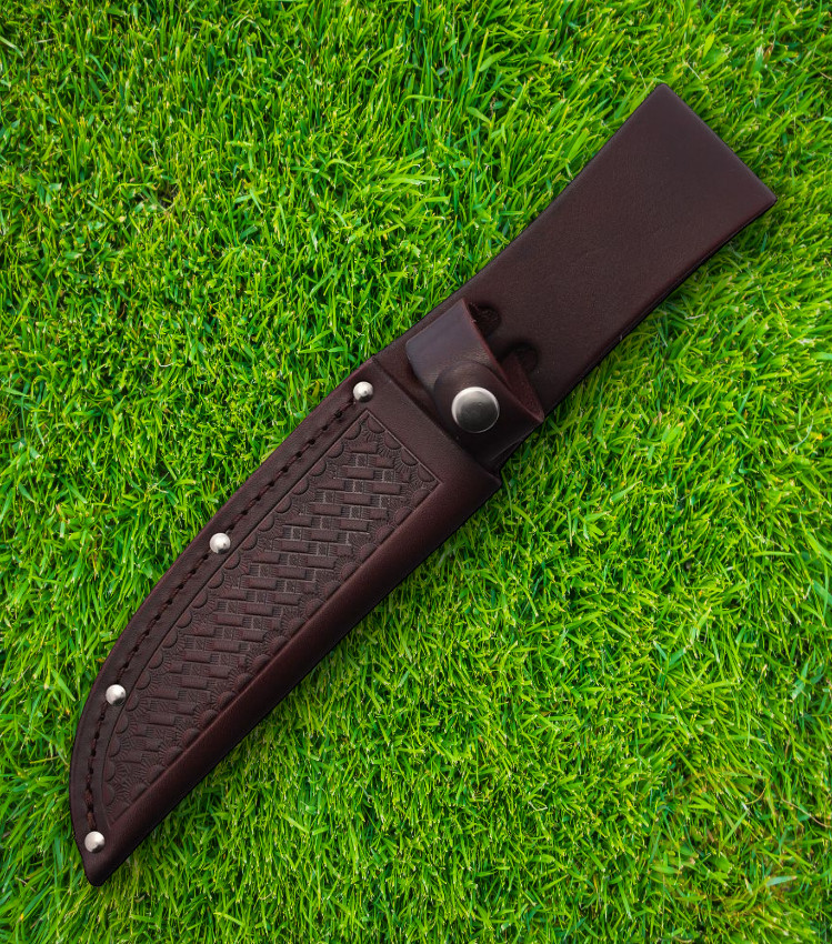 Sheaths Leather Sheath For Fixed Blade Knives Of Up To 5.5″ Basket-Weave Texture