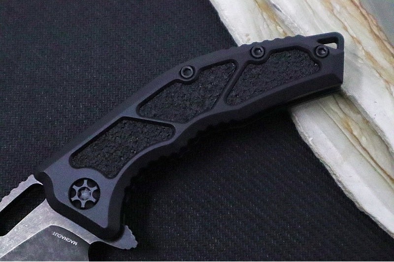 Heretic Knives Medusa Flipper – Magnacut / Black Aluminum Handle with Grip-Tape