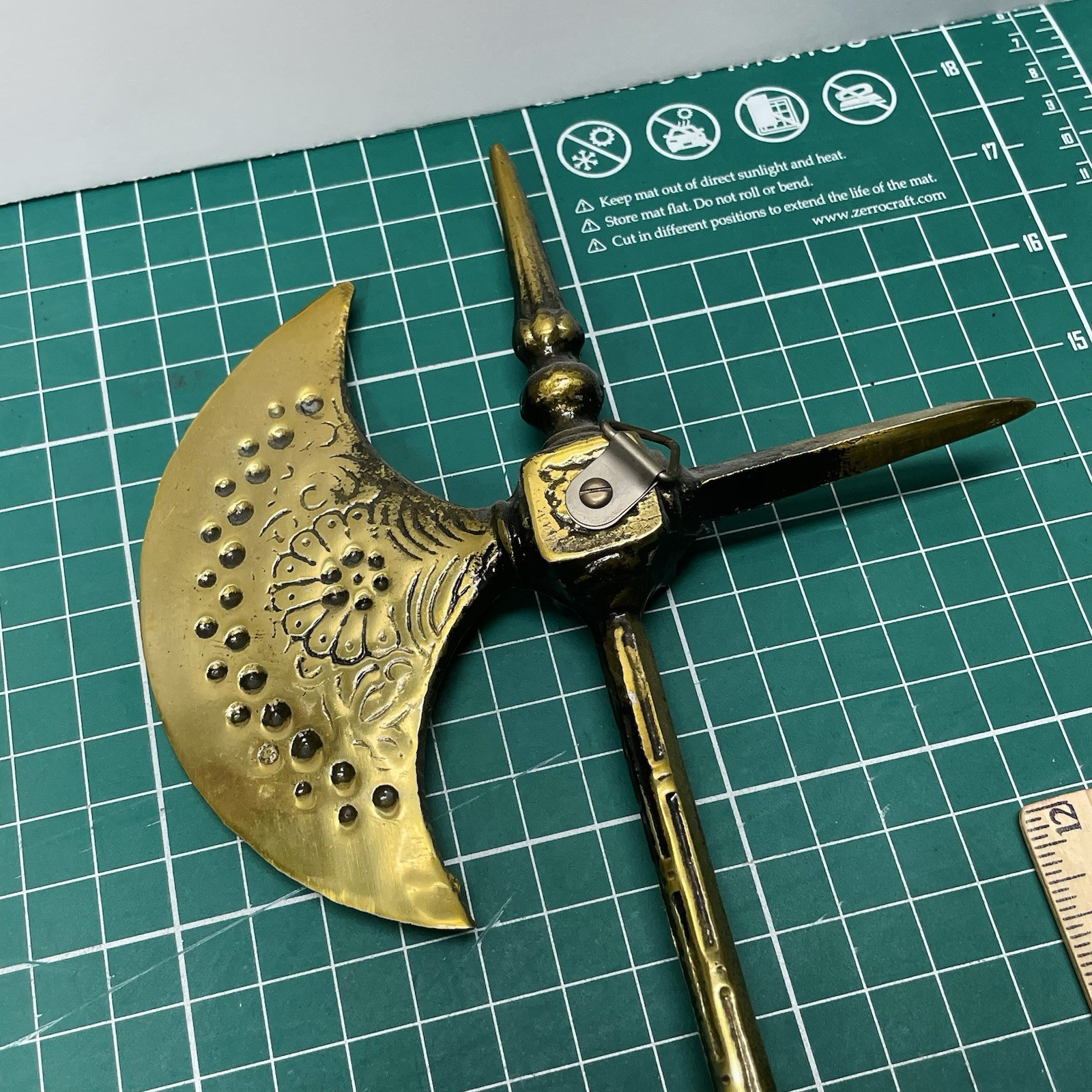 Vintage Metal Decorative Axes Pair Wall Mount Made In Japan Medieval Decor