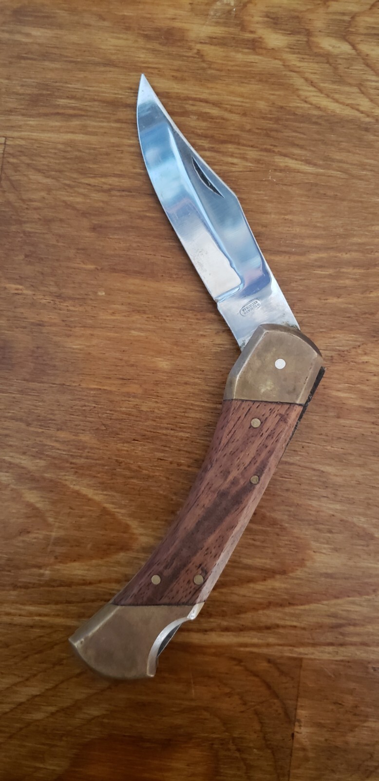 Jack Knife W/Case, Brass And Wooden Handle, Vintage 1970’s