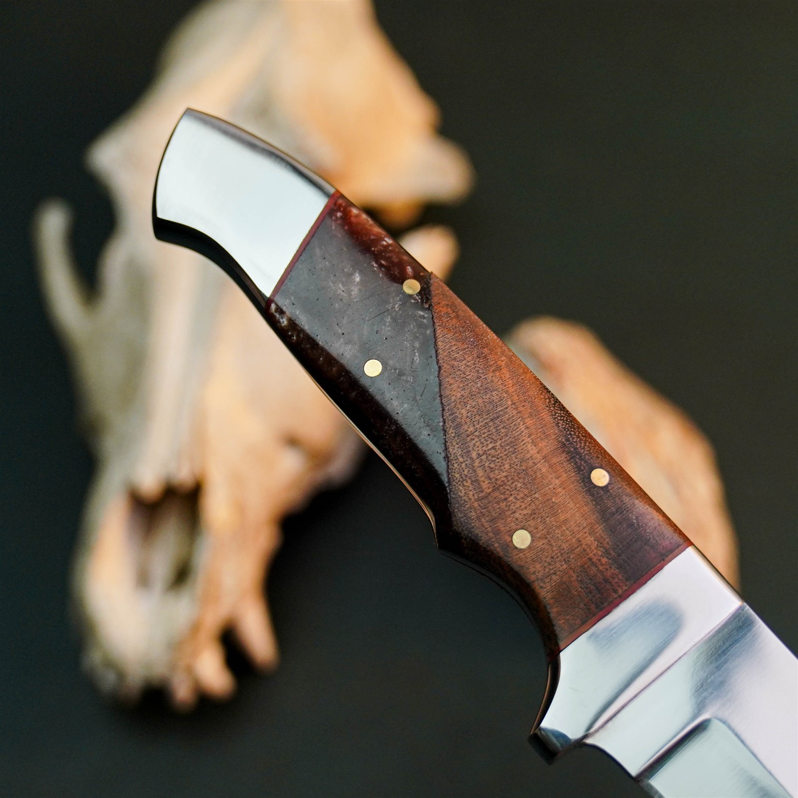 8.8″ Hunting EDC Stainless Knife Handmade Full Tang Wood Handle + Sheath