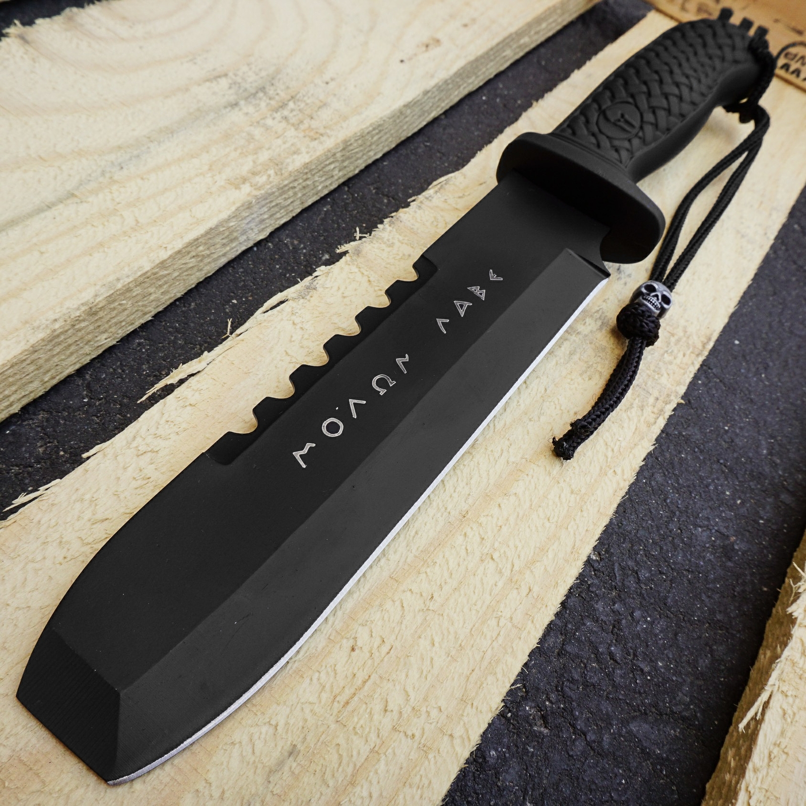 Greek Warrior MOLON LABE Fixed Blade Knife Spartan EDC Knife Tactical Black