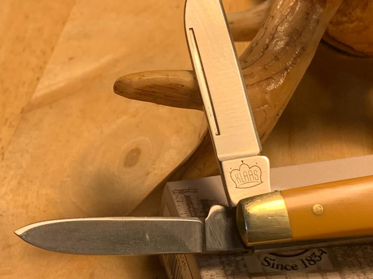 Robert Klaas Yellow Smooth Delrin Congress 3 5/8″ Pocket Knife KC3426