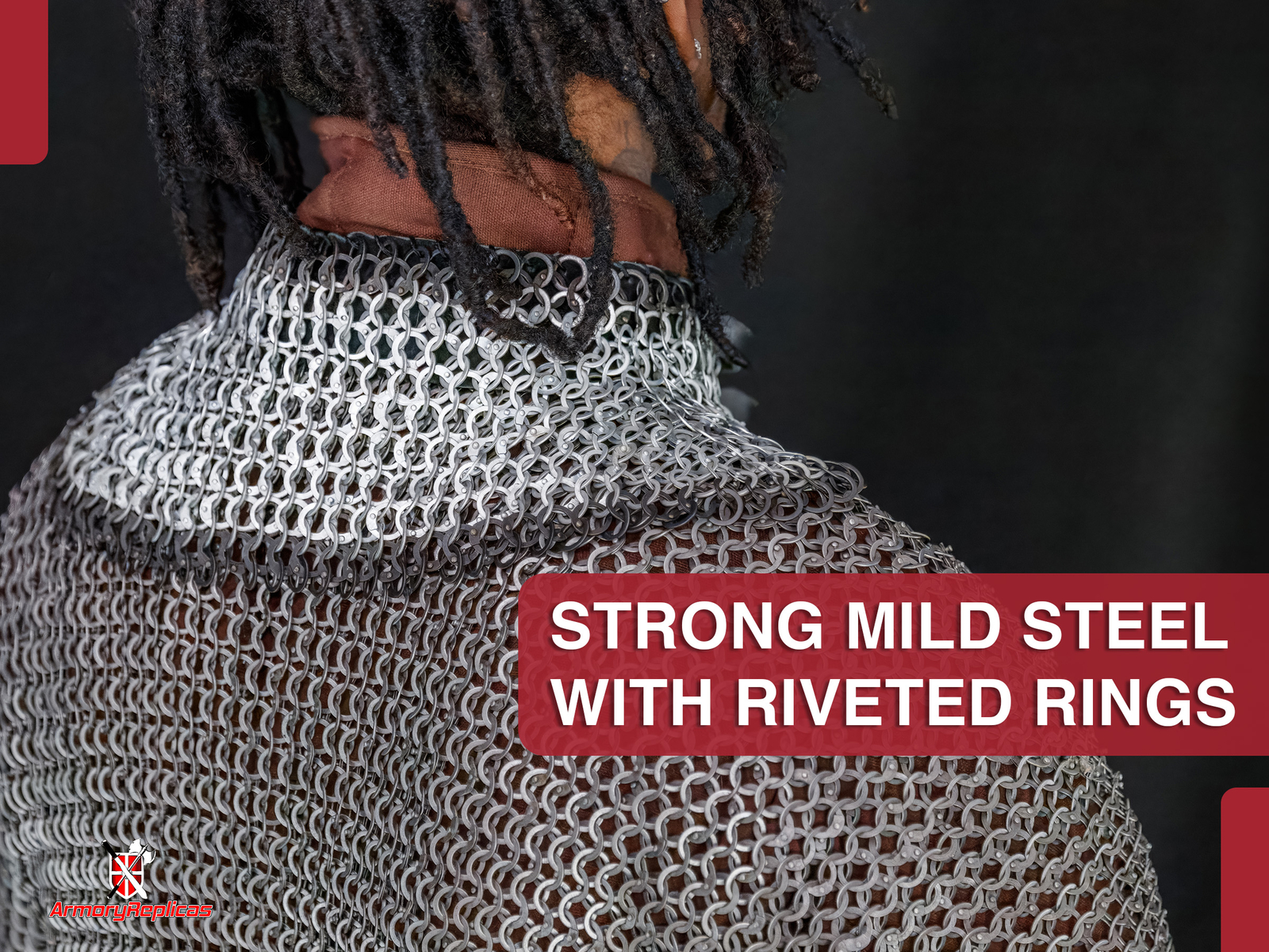 Stainless Steel Aventail Chainmail Collar 9 mm Riveted Medieval Armor LARP SCA