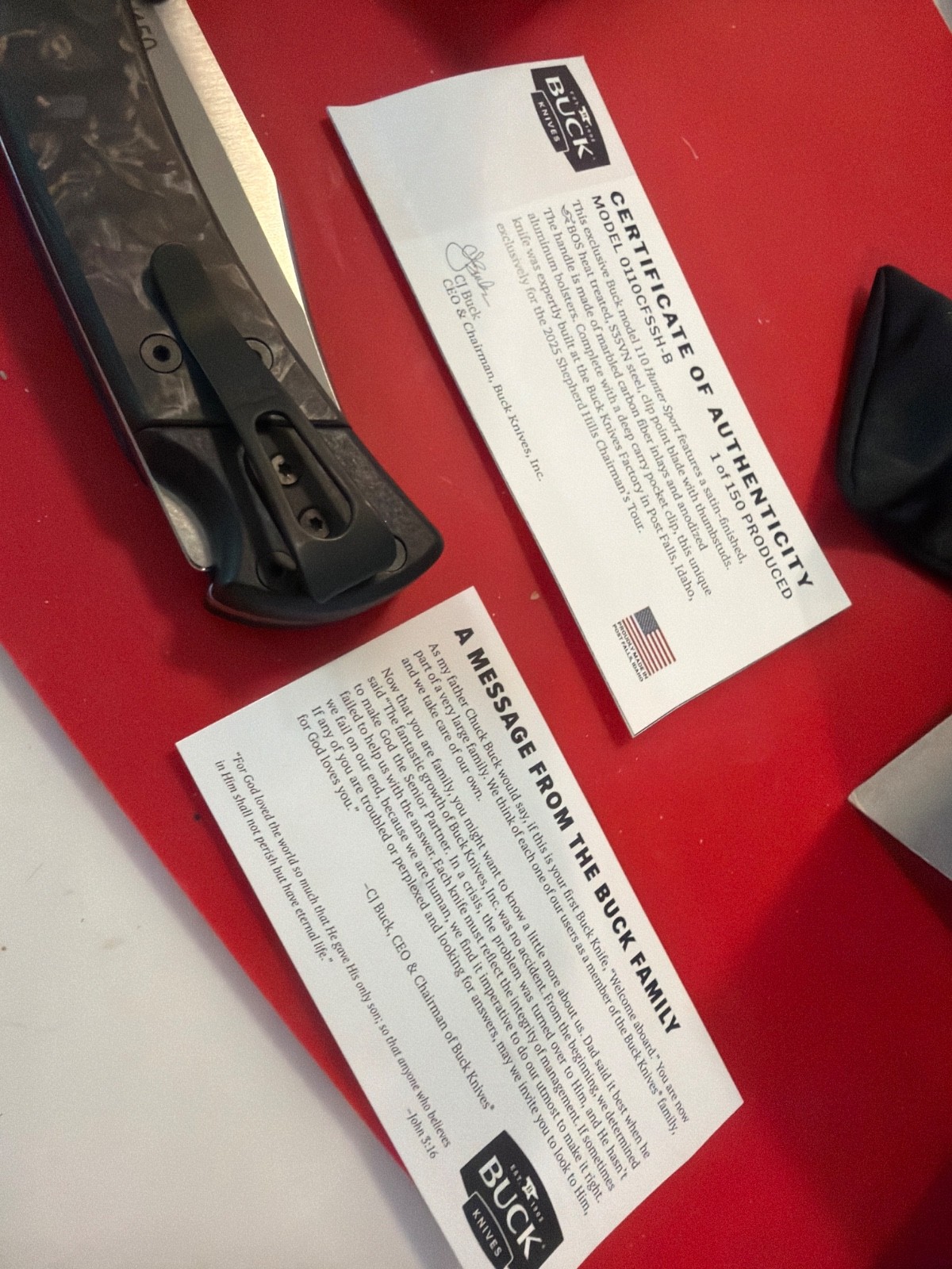 BUCK 110 FOLDING HUNTER RARE LIMITED EDITION CJ BUCK SIGNED