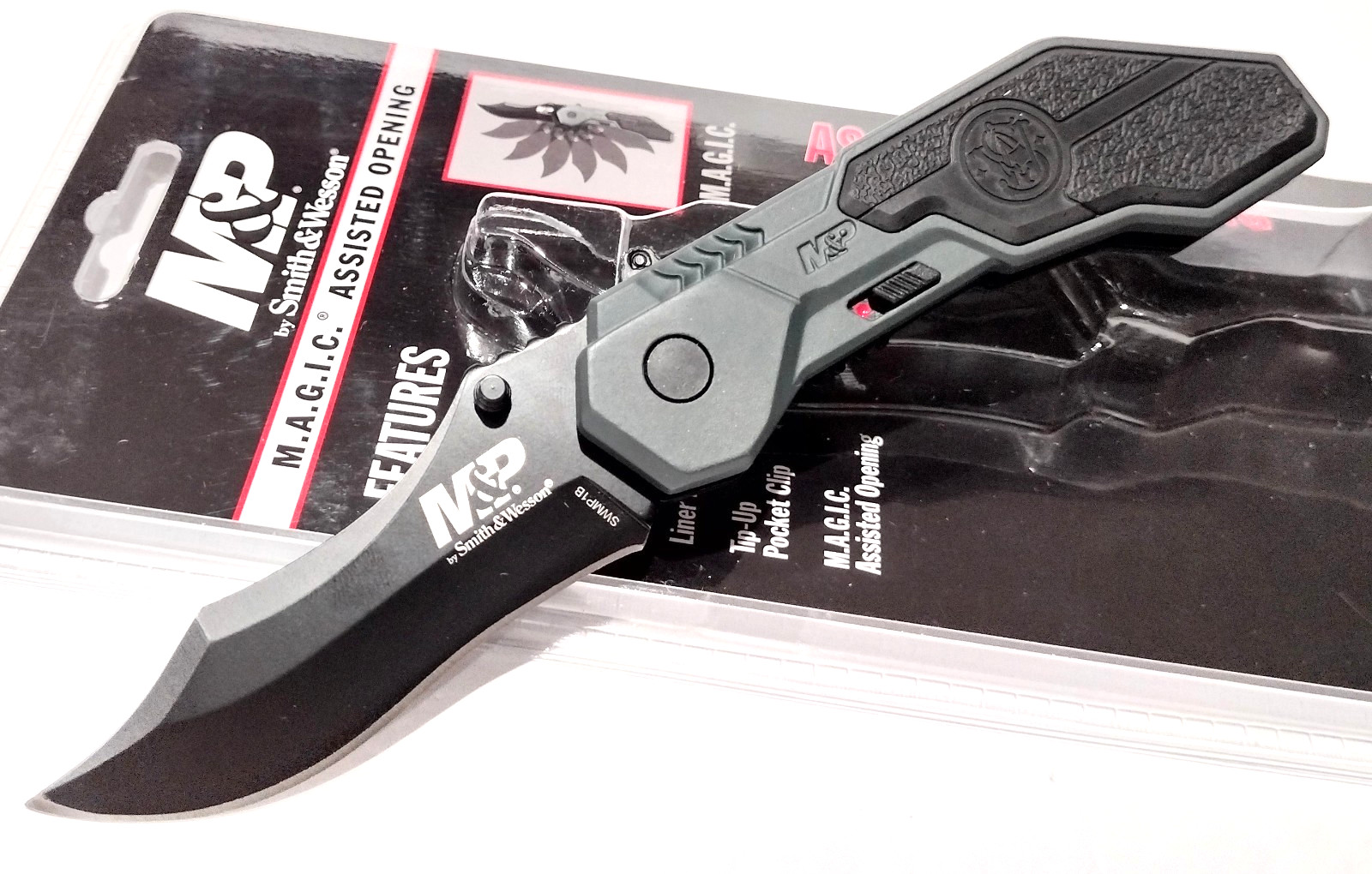 Smith & Wesson M&P Black Gray Spring Open Assisted Tactical Folding Pocket Knife