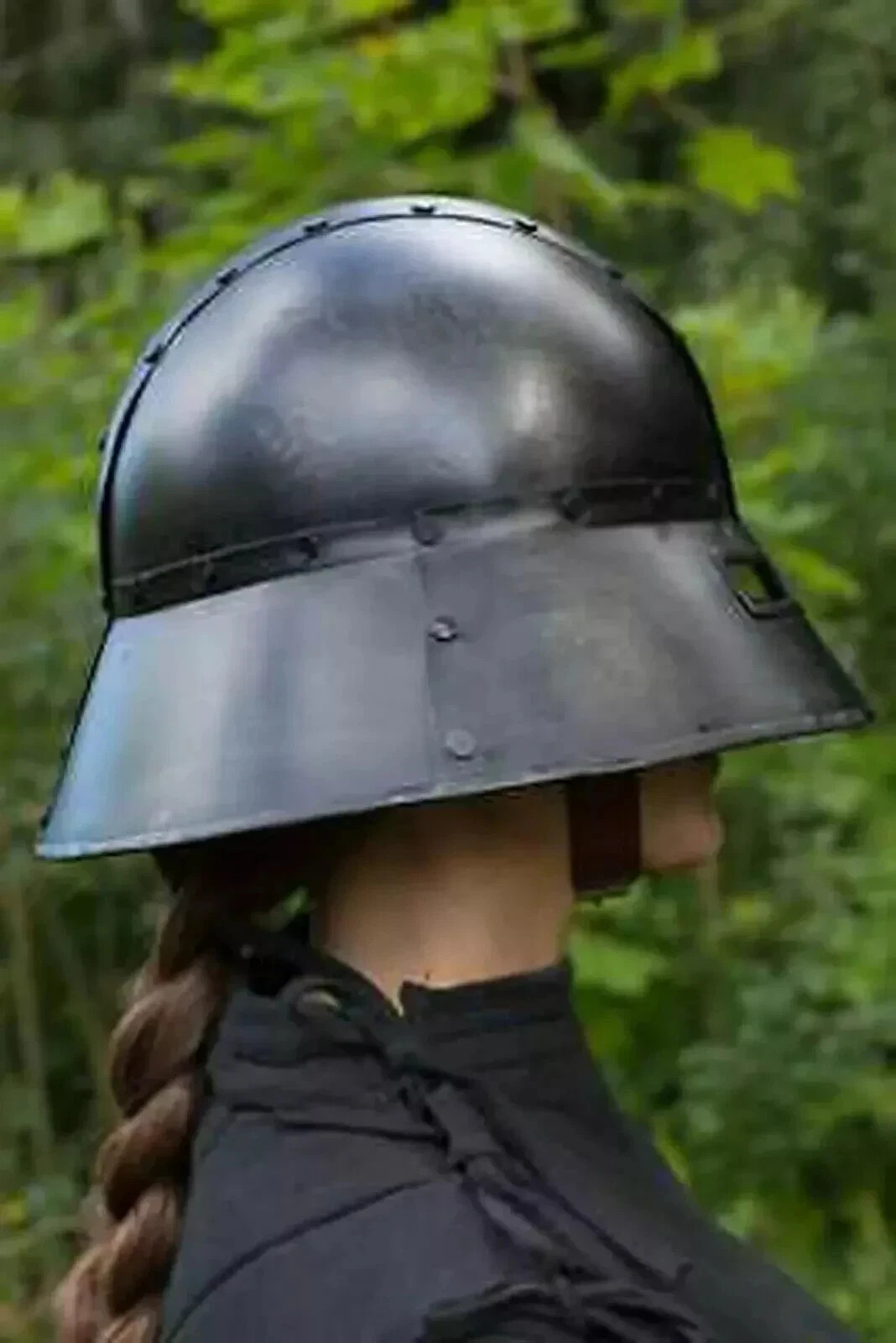 Medieval LARP 18ga Dark Steel Guardsman Helmet Knight Warrior Kettle Helmet Gift