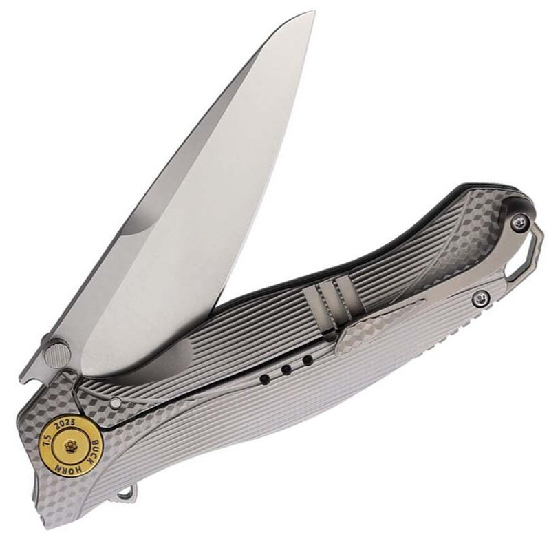 KARBON Mini Buckhorn Folding Knife 3.25″ Bohler M390 Steel Blade Titanium Handle