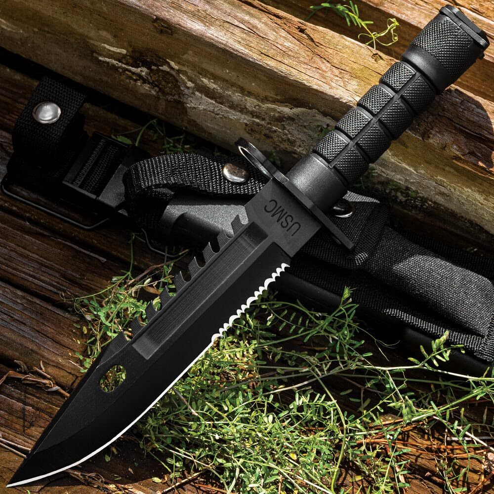 USMC M-9 Fixed Blade Knife and Sheath | Officially Licensed | Sawback Spine