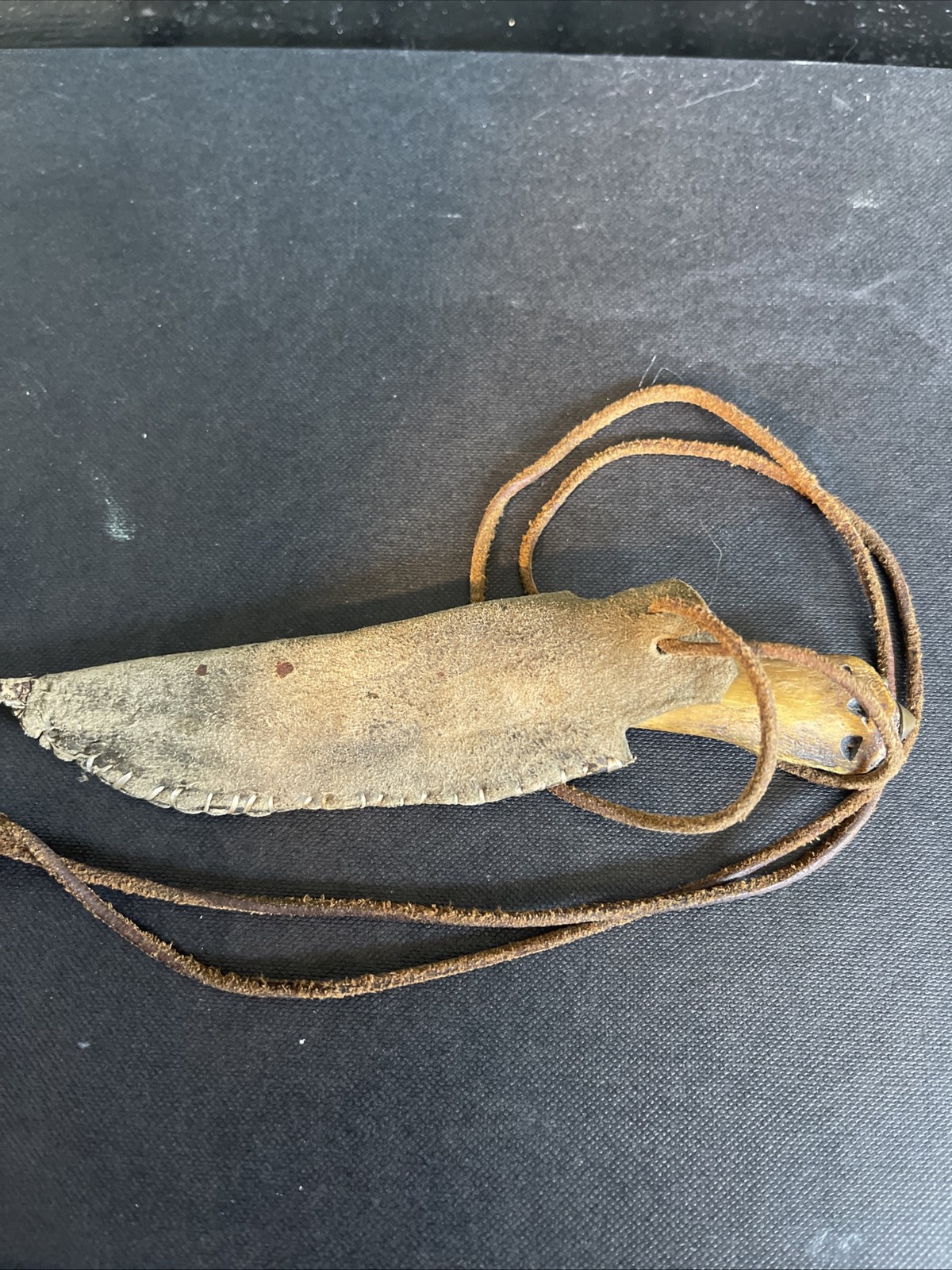Very Rare Medieval Knife Worn Around Neck. None, Steel, Leather Shield On String