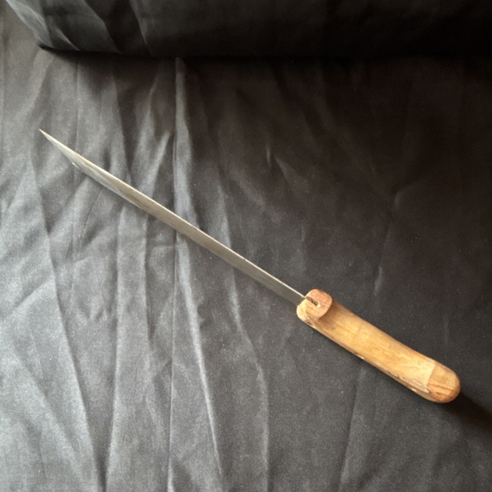 Samla Vintage Bowie Knife Wood Handle Steel Blade Over 5in Straight Back