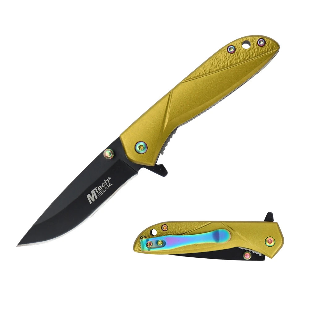 MTech Spring Assisted Knife w/Anodized Aluminum Handle and Pocket Clip