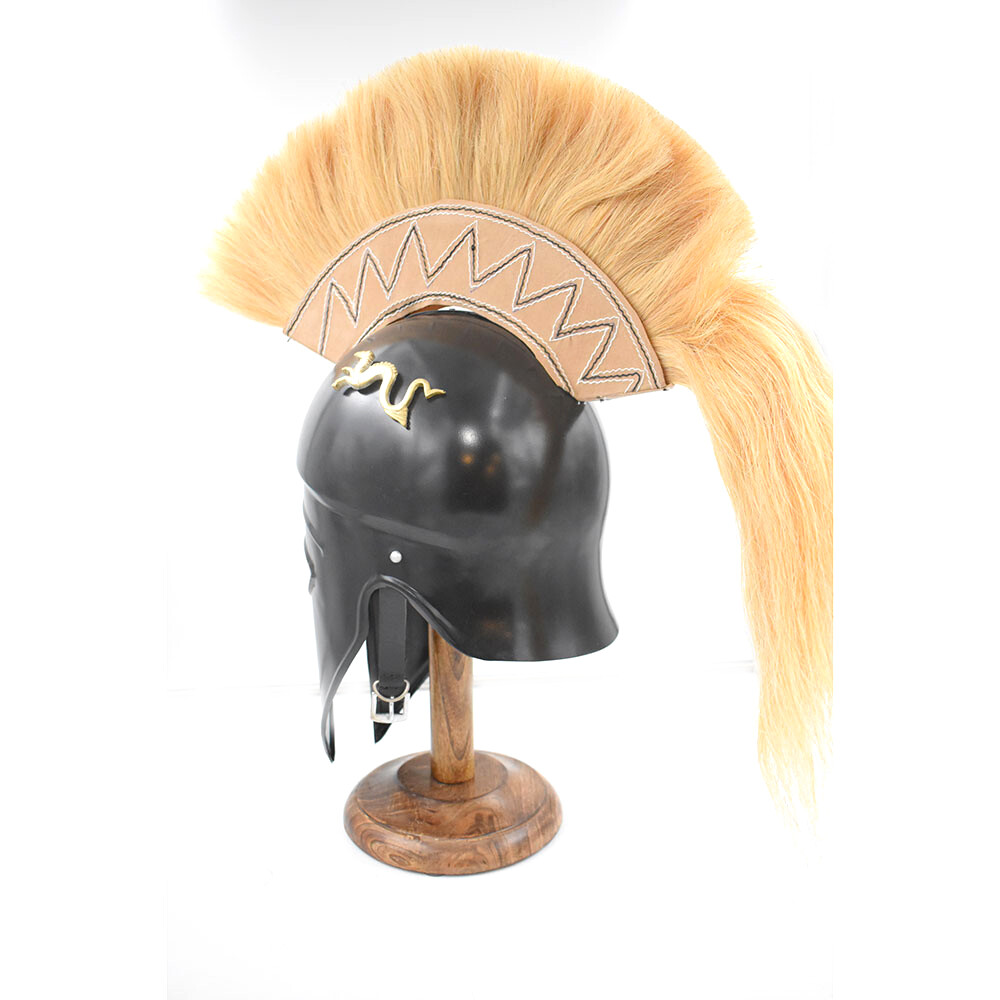 Medieval Warrior Corinthian Helmet with Plume 18 Gauge Steel Wearable for Adult