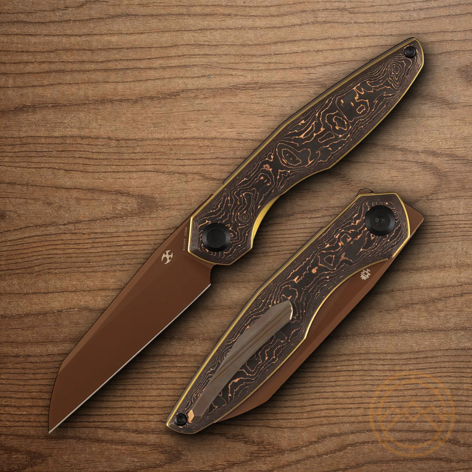 Kansept Knives Halide Folding Knife 3.25″ CPM S35VN Steel Blade Copper CF Handle