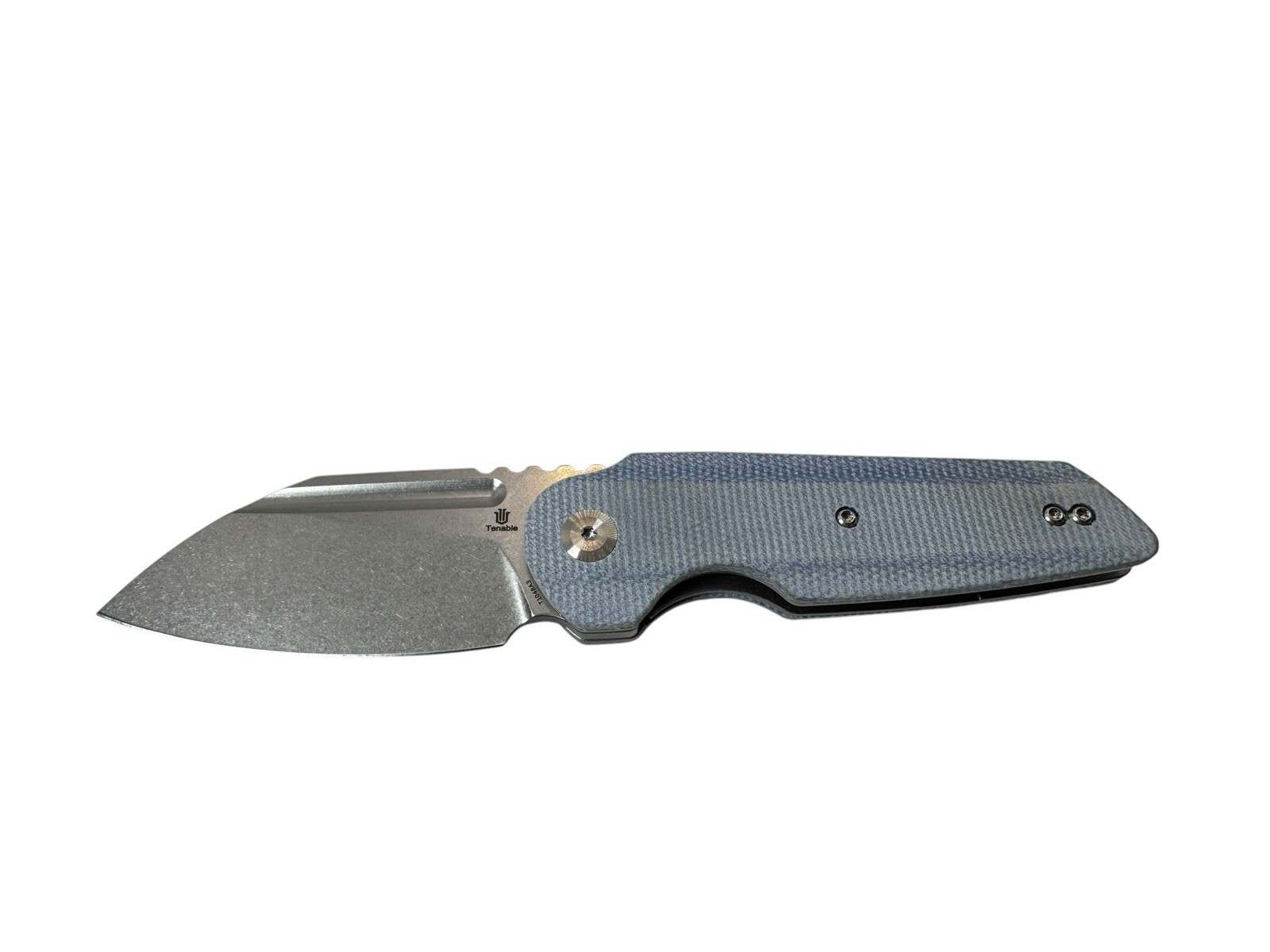 Tenable Rafe L Folding Knife Blue Micarta Handle Stonewashed SS Blade New