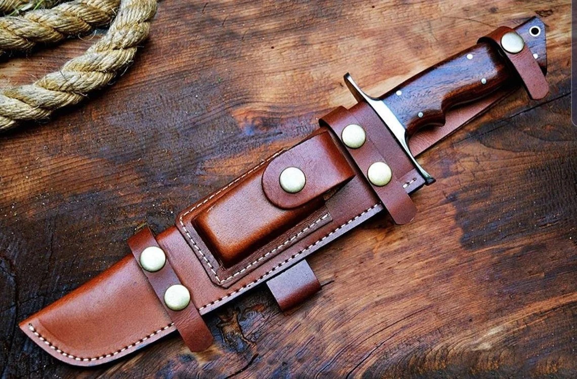 Custom Handmade Damascus Steel Hunting Knife Bowie Knife Camping Knife 14 Inch