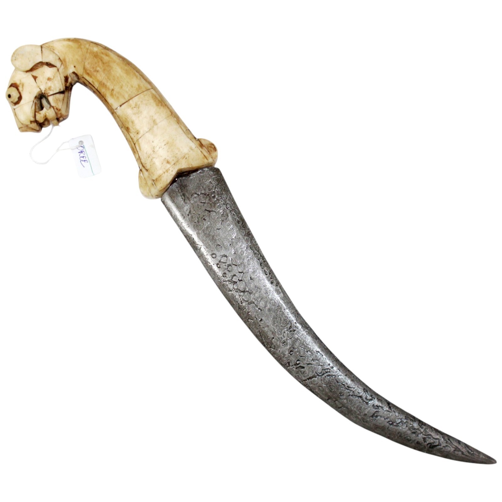 Tiger Dagger Knife Damascus Steel Blade Natural Chip Handle Handmade k898