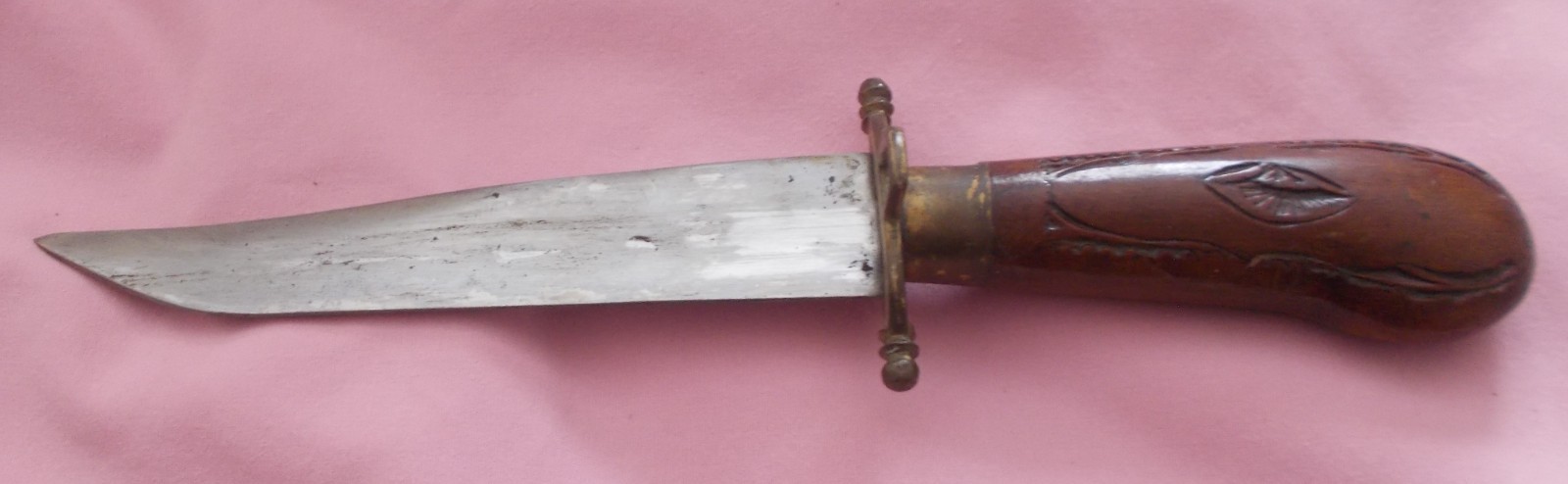 Vintage India Knife with Hand Carved Wood Sheath 11 Inches with 5.5 Inch Blade